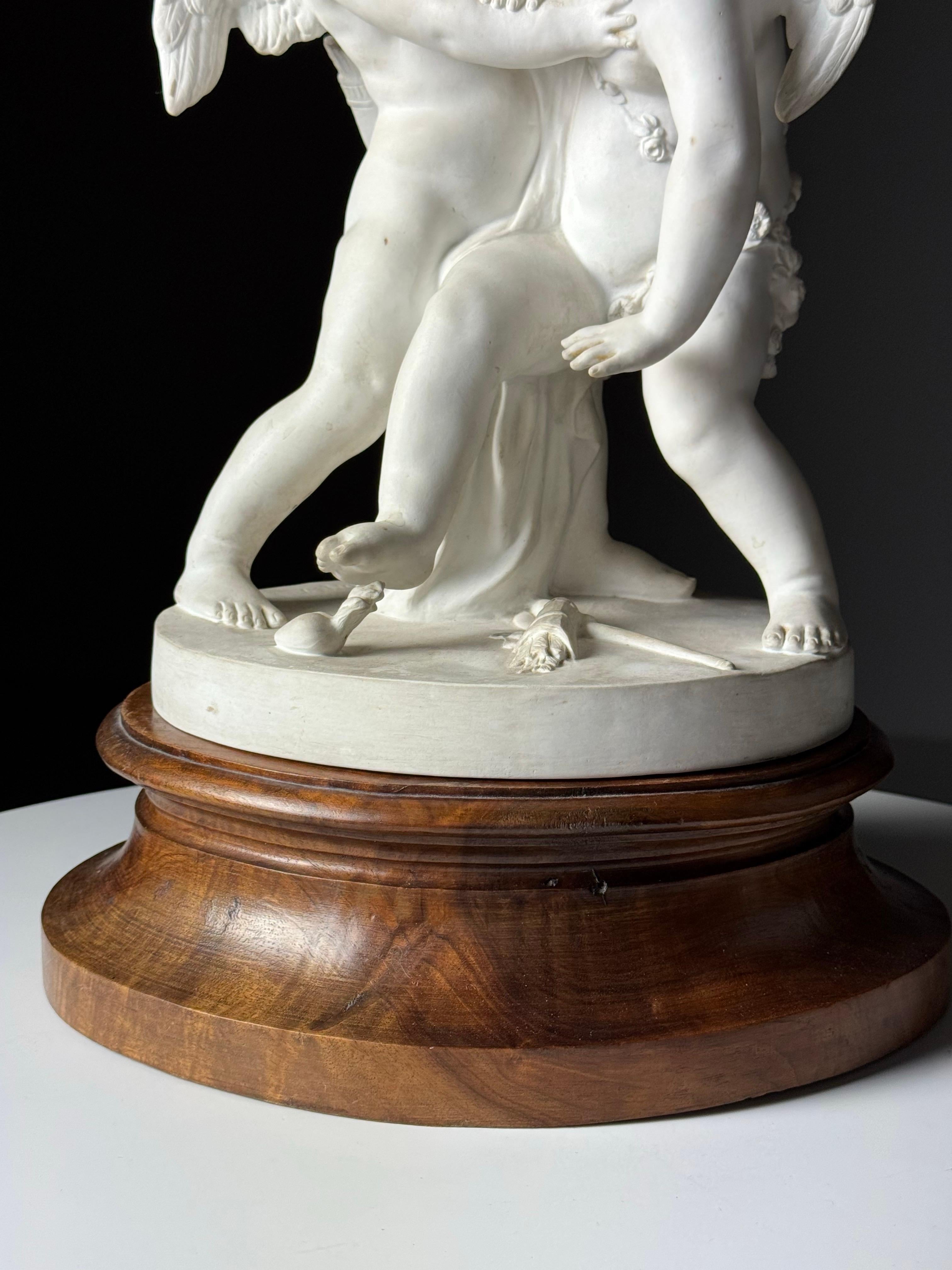 Biscuit Porcelain statue of 2 Putti’s after Falconet For Sale 3