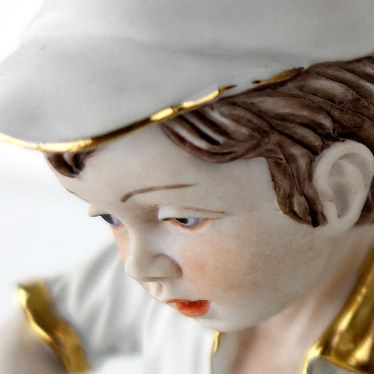 Biscuit Porcelain Statuette of Two Boys Eating a Melon with Gold-Colored Details For Sale 4