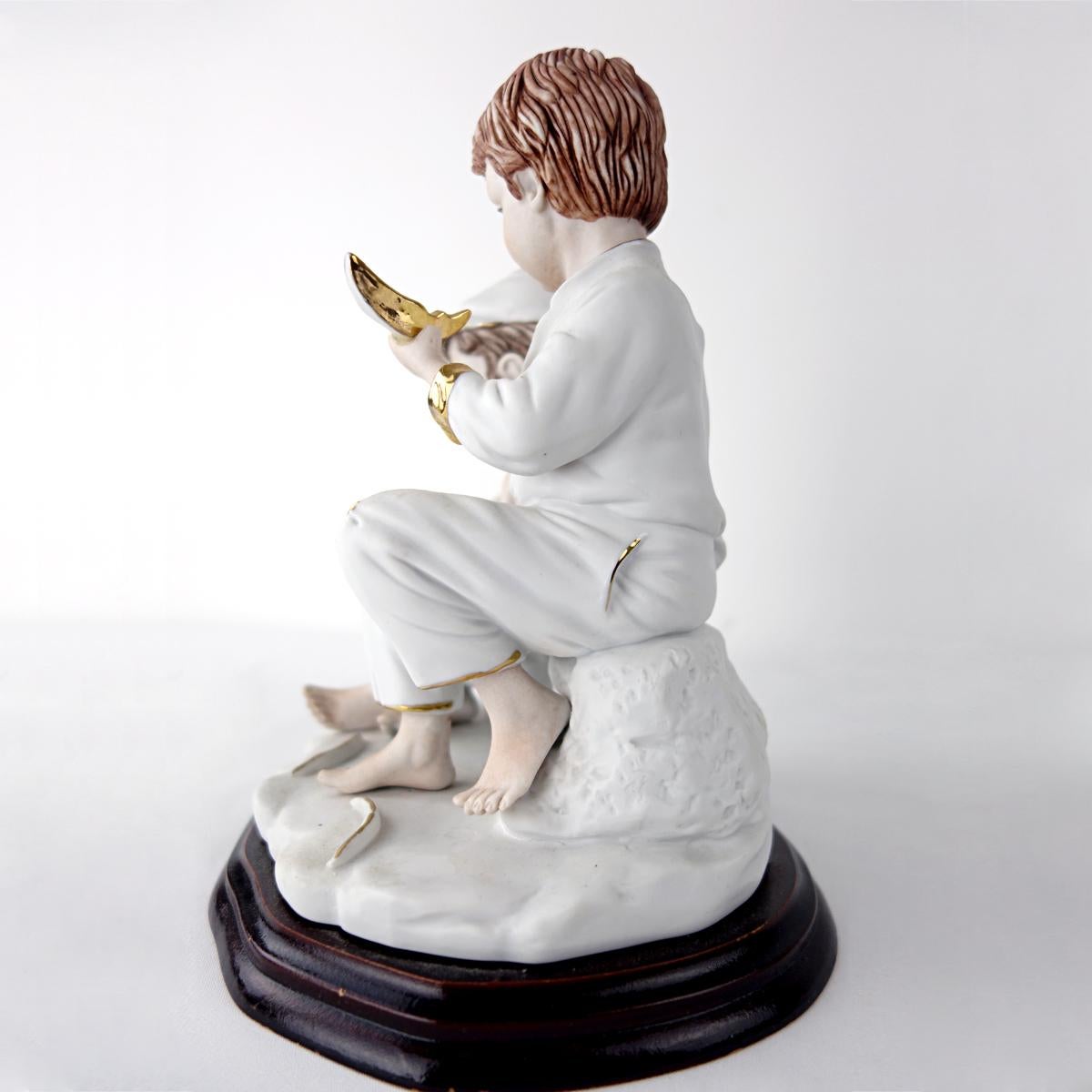 Biscuit Porcelain Statuette of Two Boys Eating a Melon with Gold-Colored Details For Sale 6