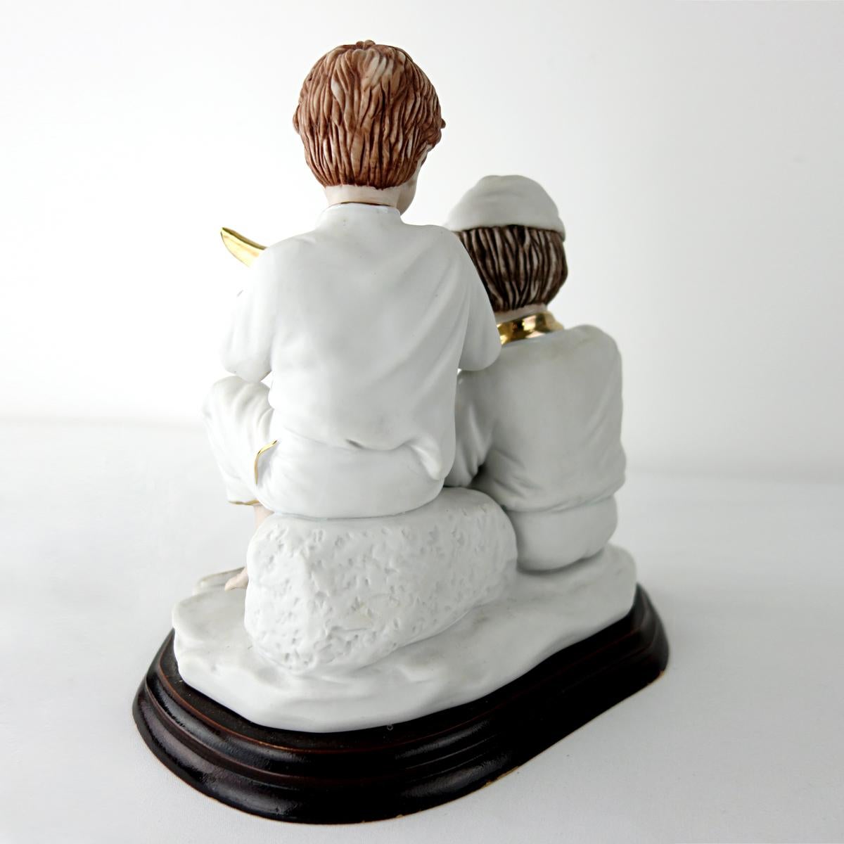Biscuit Porcelain Statuette of Two Boys Eating a Melon with Gold-Colored Details For Sale 7
