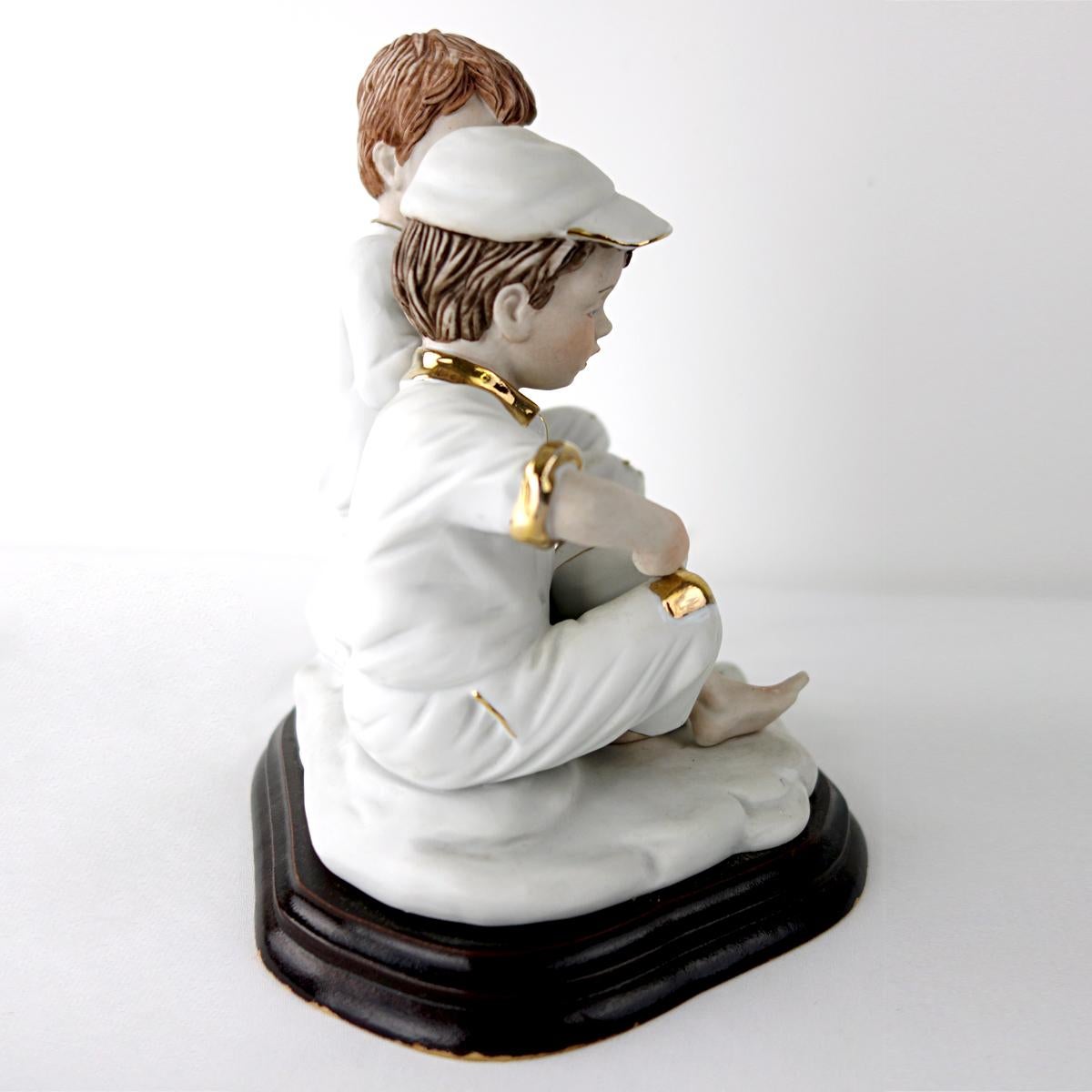 Biscuit Porcelain Statuette of Two Boys Eating a Melon with Gold-Colored Details For Sale 9