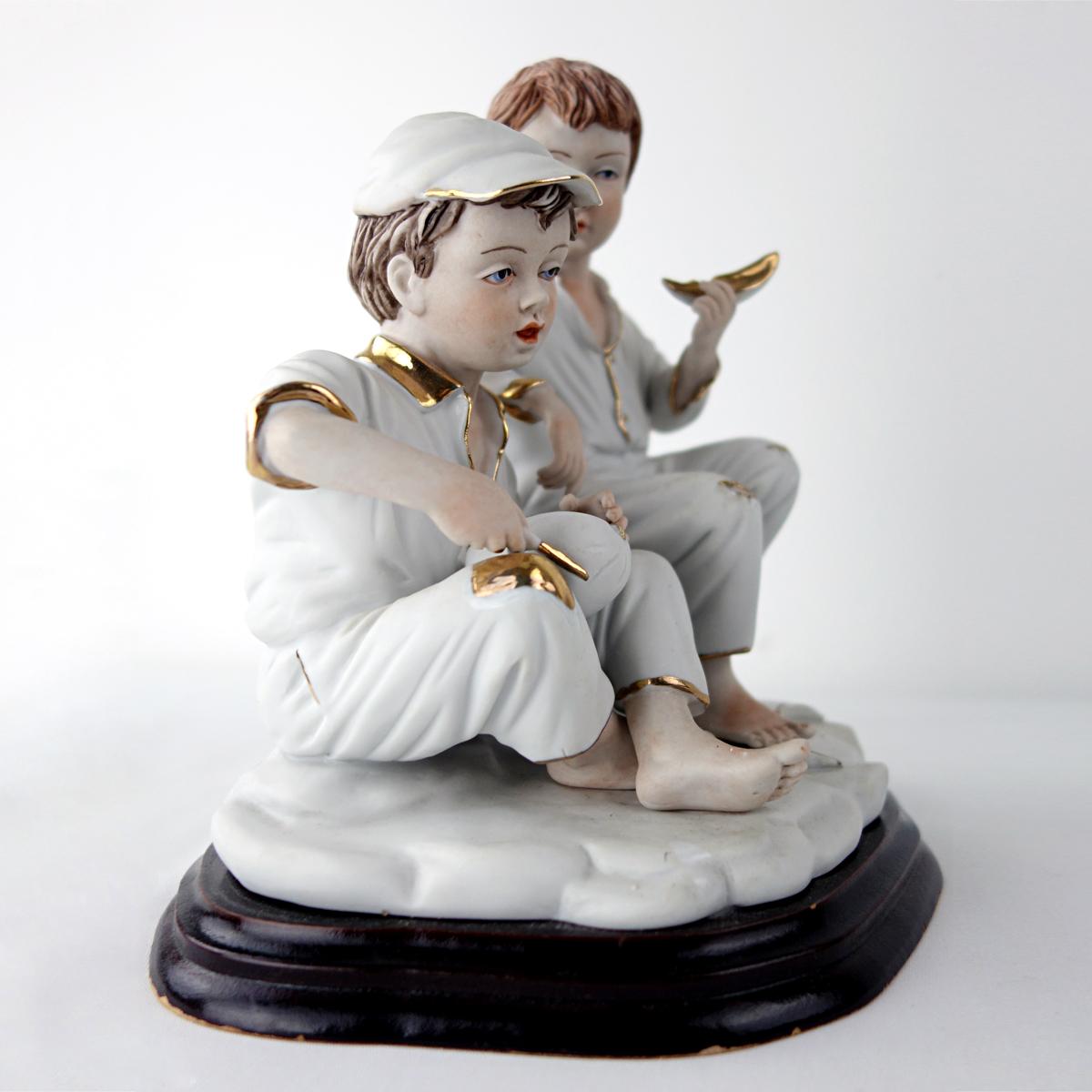 Biscuit Porcelain Statuette of Two Boys Eating a Melon with Gold-Colored Details For Sale 10