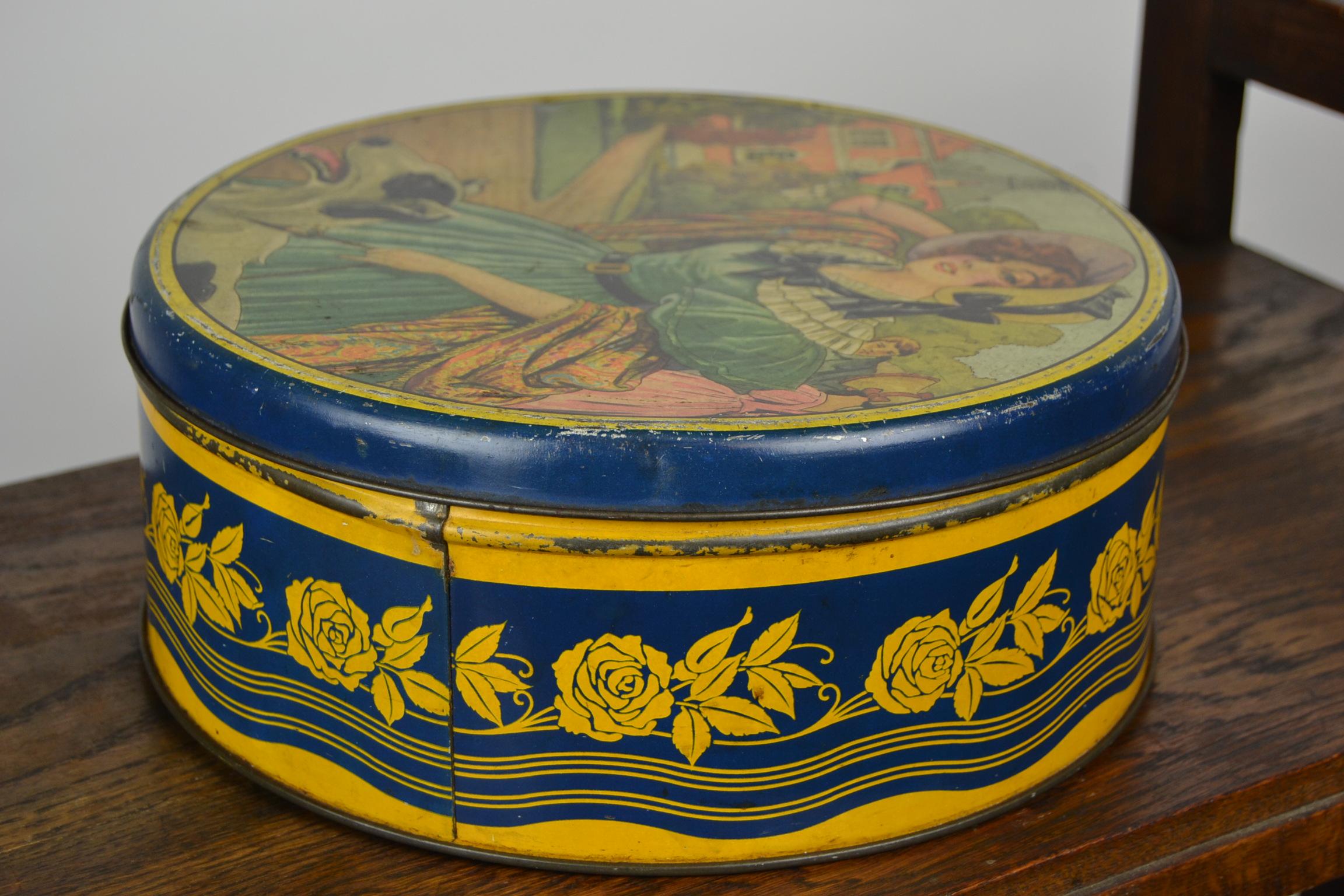 Biscuit Tin Box with Lady and Greyhound Dod, Art Deco Period 4
