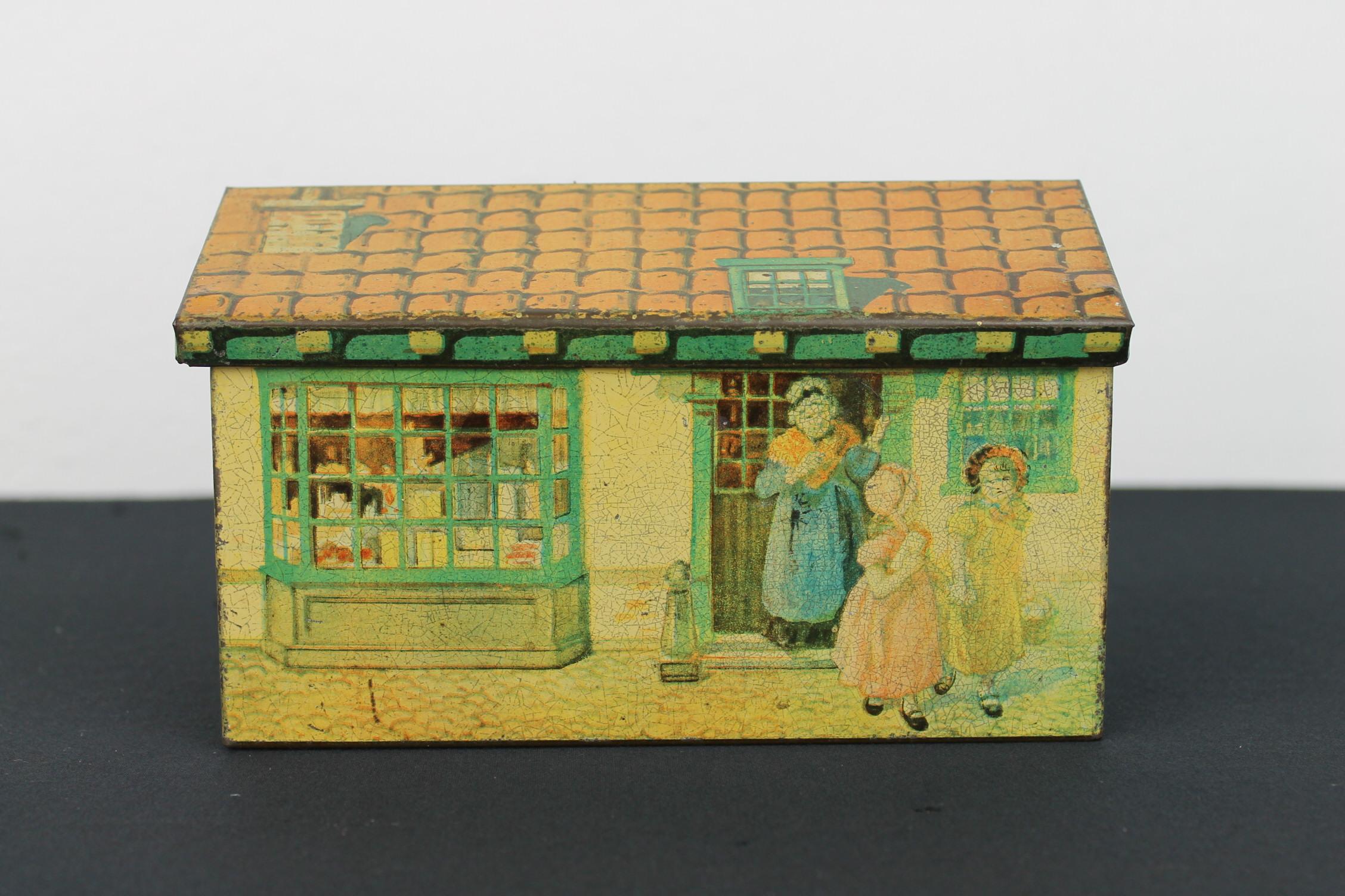 Metal Biscuit Tin House, 1940s For Sale