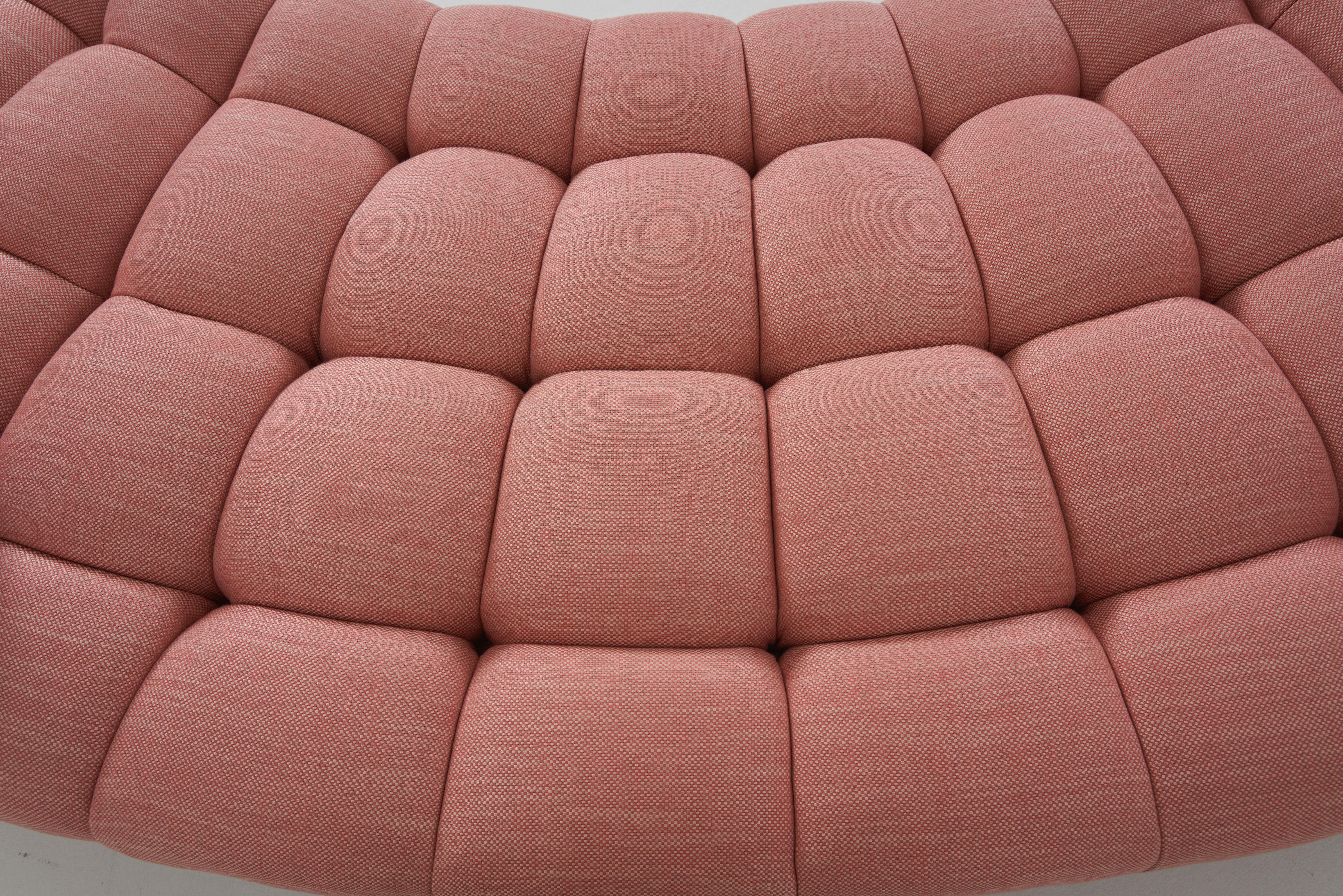 Biscuit Tufted, Guava Colored, Curved Three Piece Sectional by William Haines 2