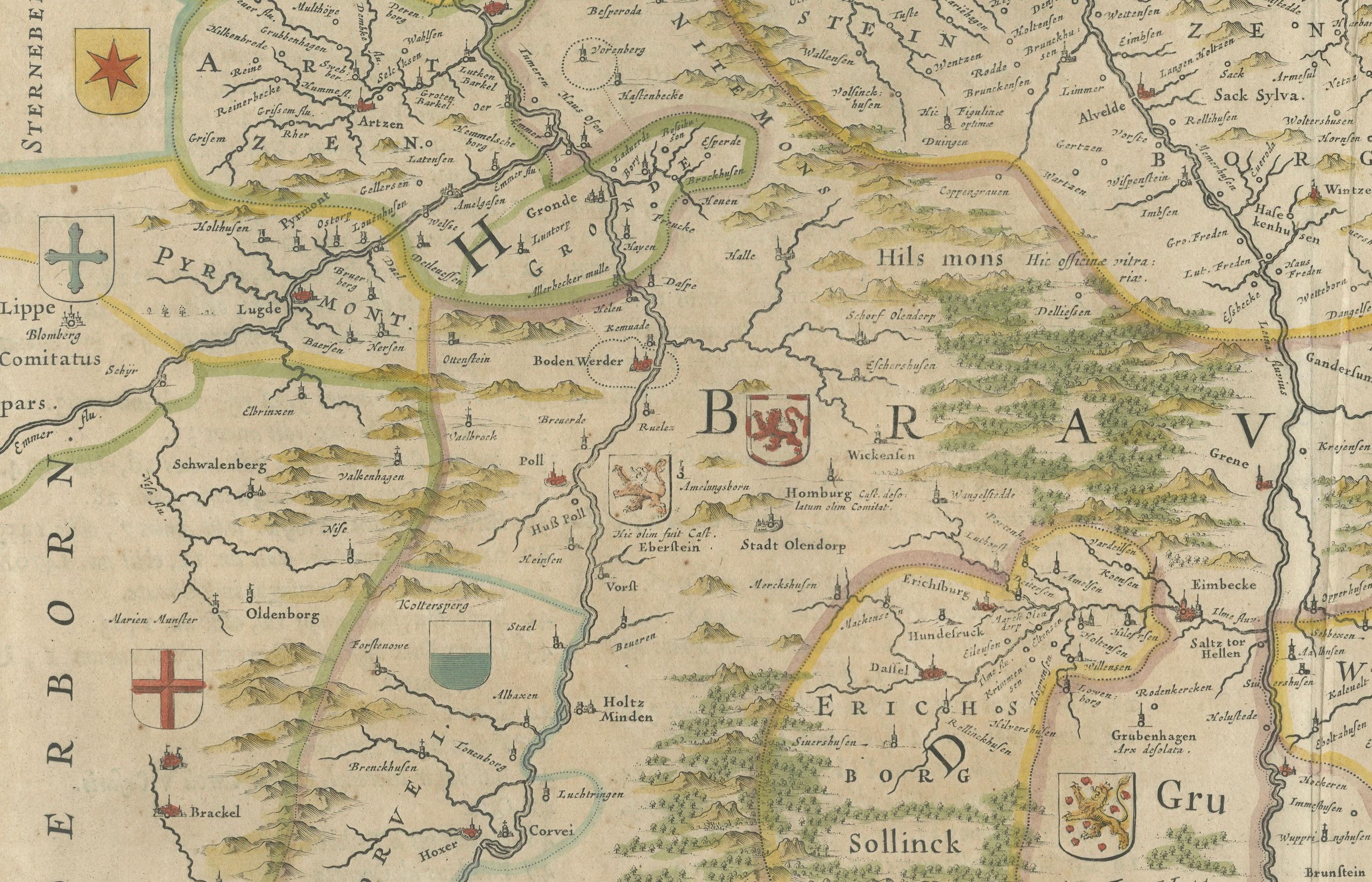 Cette carte magnifiquement colorée à la main, intitulée 