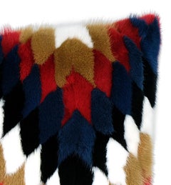 Mink Multicolor Patchwork Cushion with Cotton / Down Feather Insert