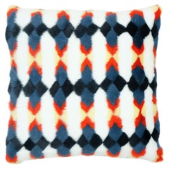 Mink Cushion Multicolor Patchwork with Cotton / Down Feather Insert