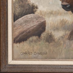 Bison Hunt Original Oil Painting by Charles Damrow