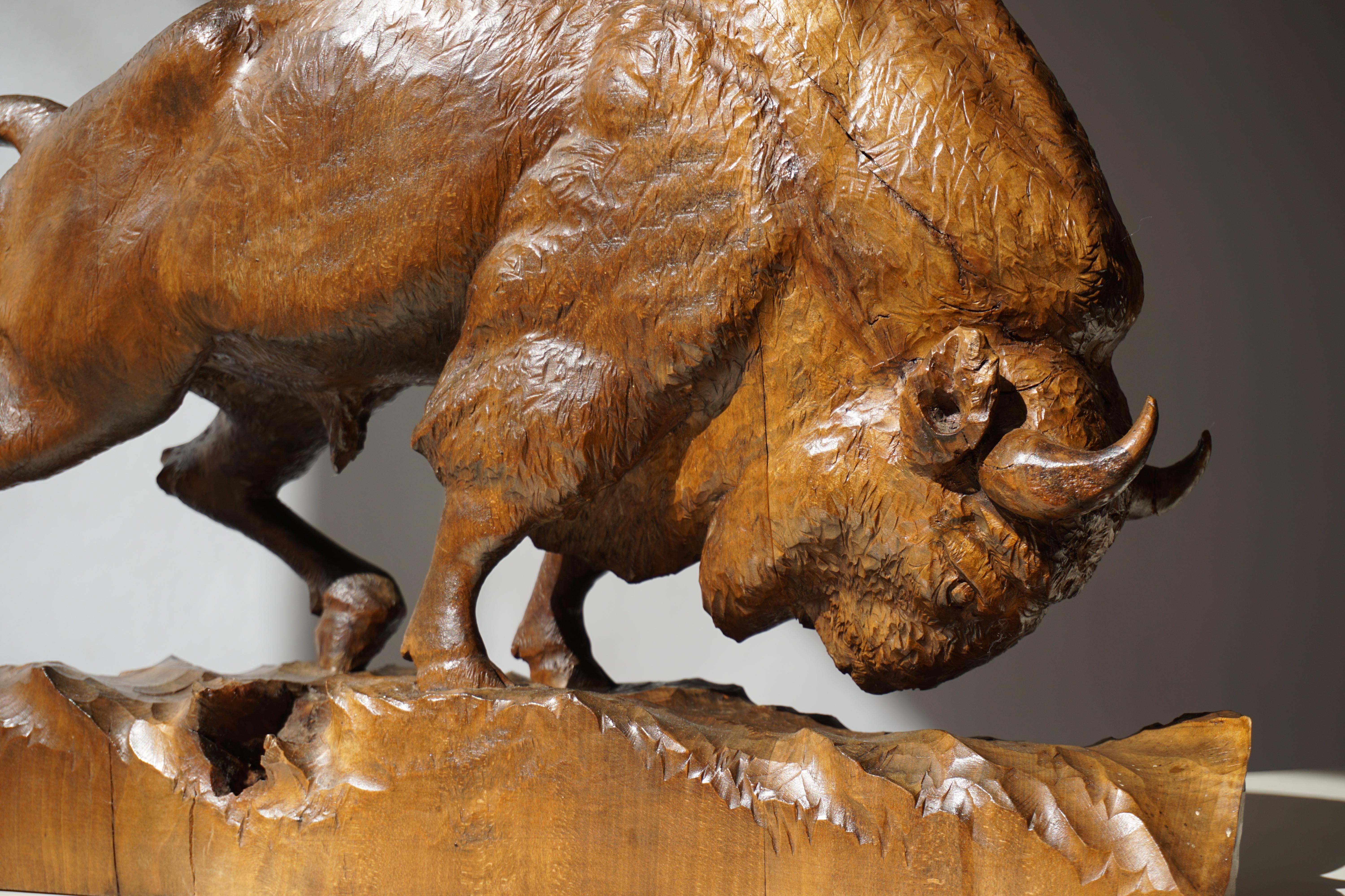 Bison Sculpture in Wood 3