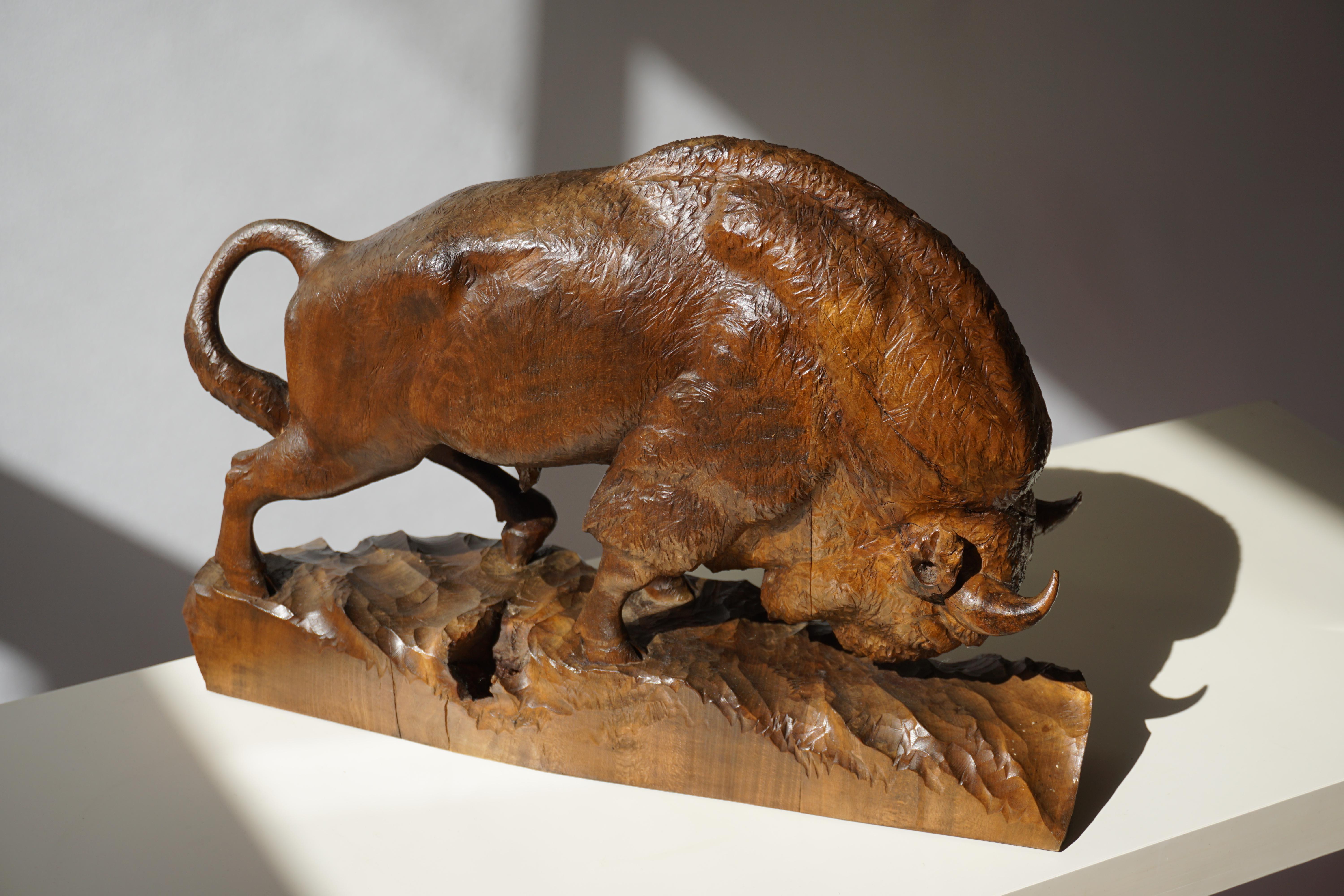 Bison Sculpture in Wood 7