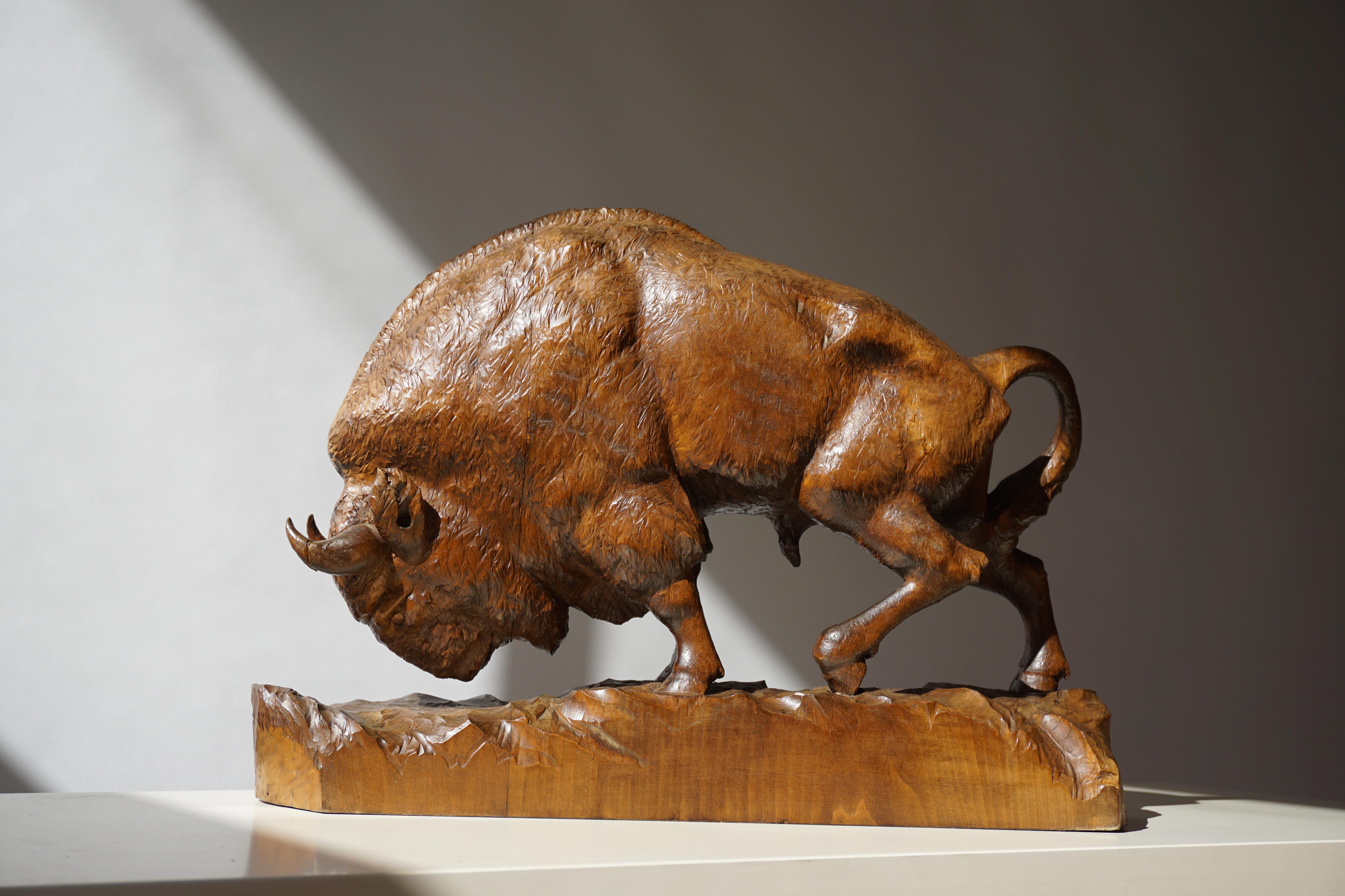 Bison Sculpture in Wood 9