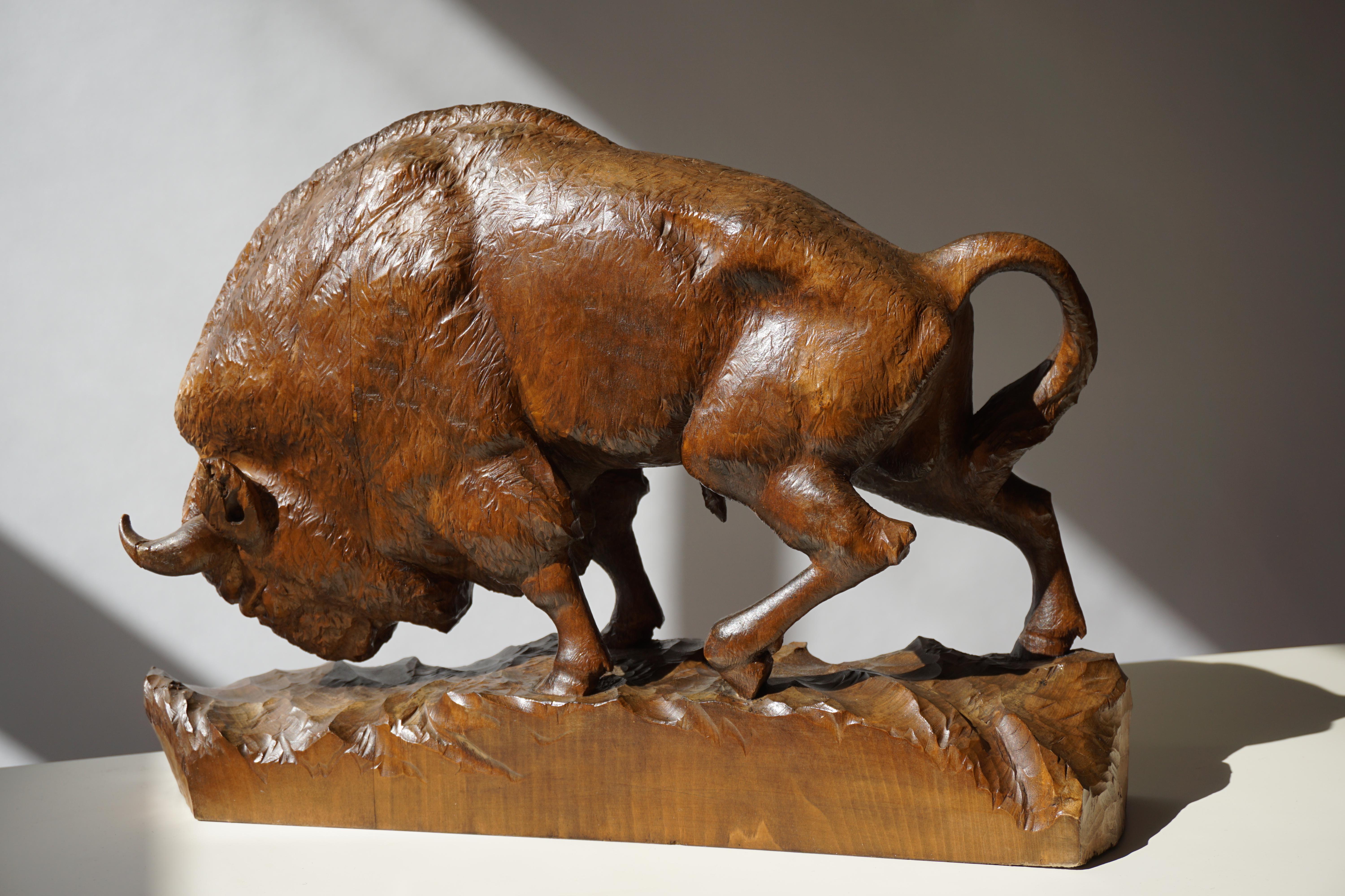 Bison Sculpture in Wood 10