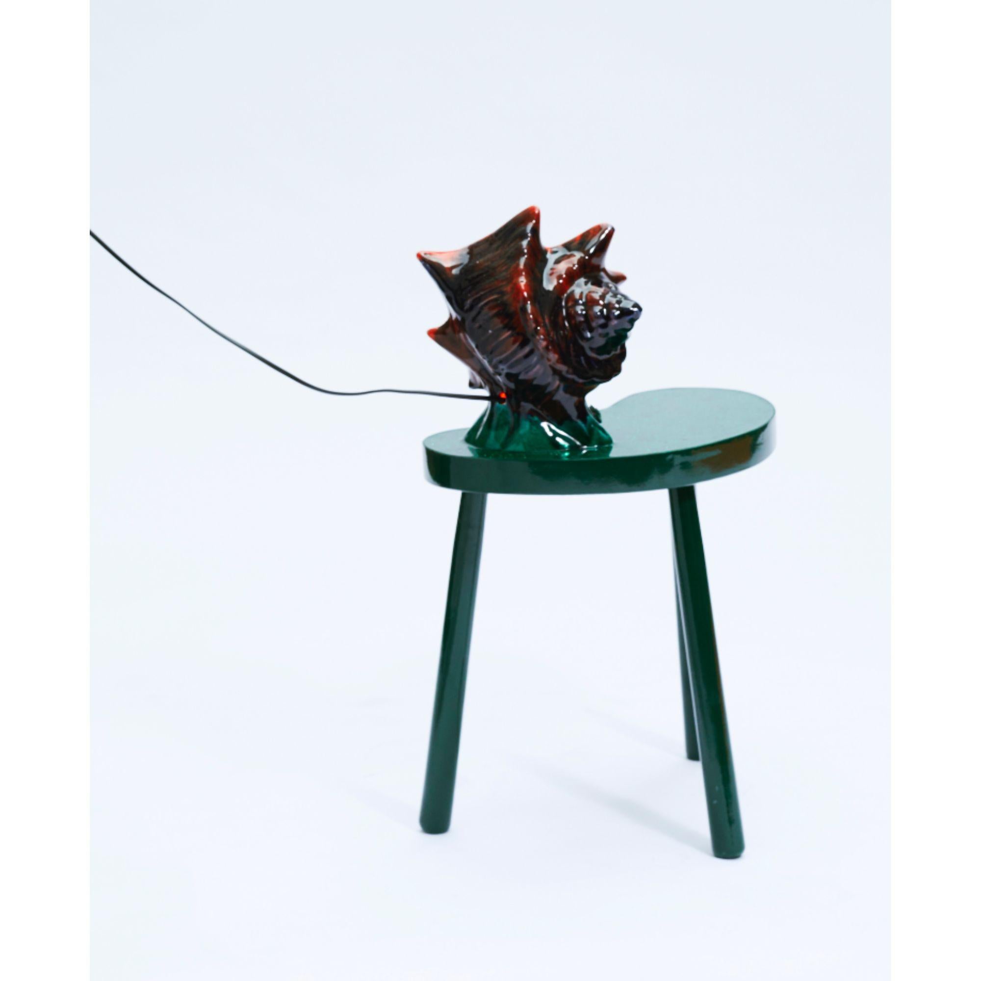 The Bisou stool was designed for the 2022 Under the Sea exhibition at Maison Lapparra in Paris. Constructed from solid wood, the piece combines two different crafts: resin and ceramics. Made in Paris by master painters, the piece is covered with a