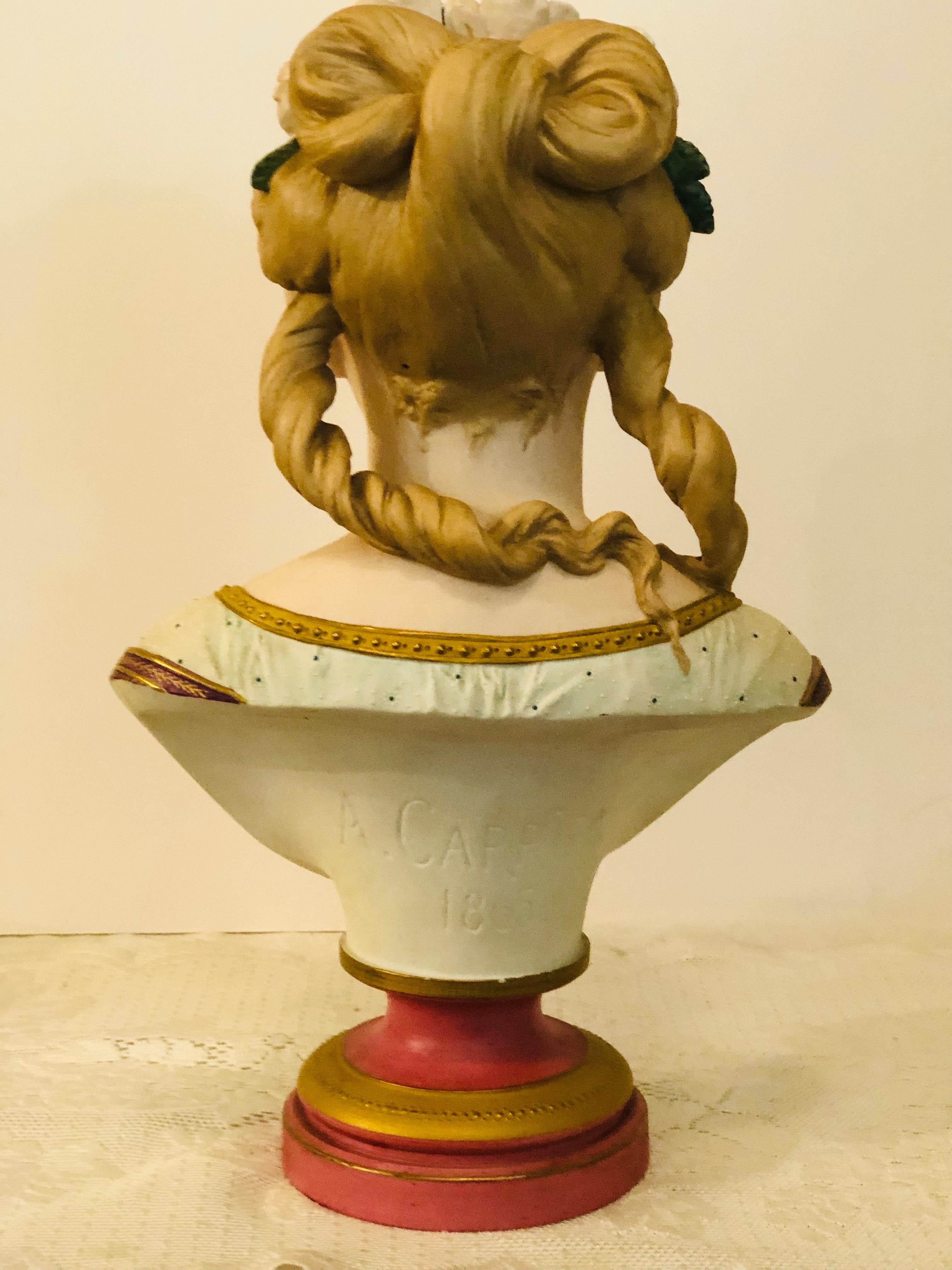 Bisque Bust of Lovely Lady Signed A. Carrier Belleuse on Marble Base Dated 1865 4