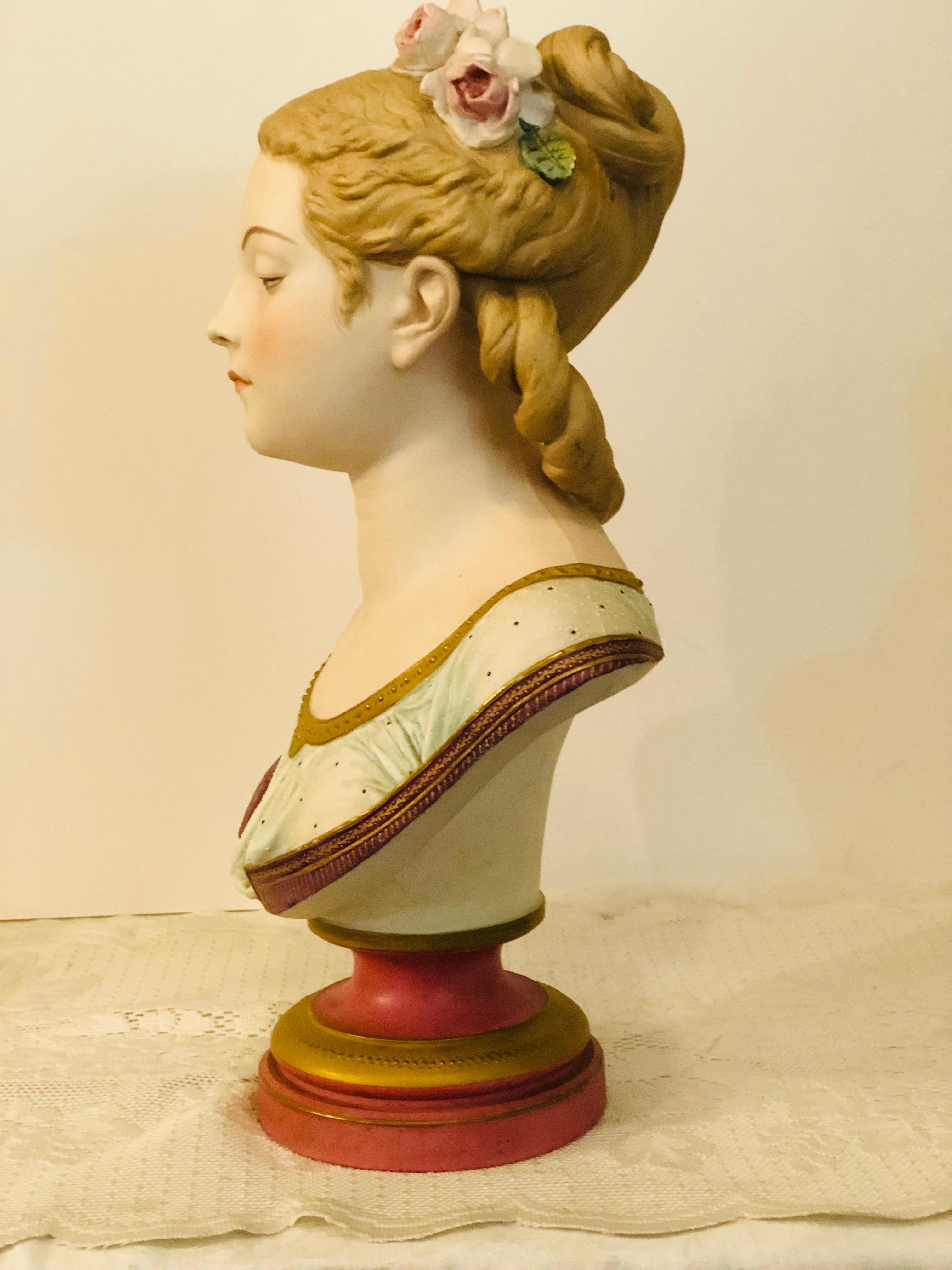 Bisque Bust of Lovely Lady Signed A. Carrier Belleuse on Marble Base Dated 1865 5