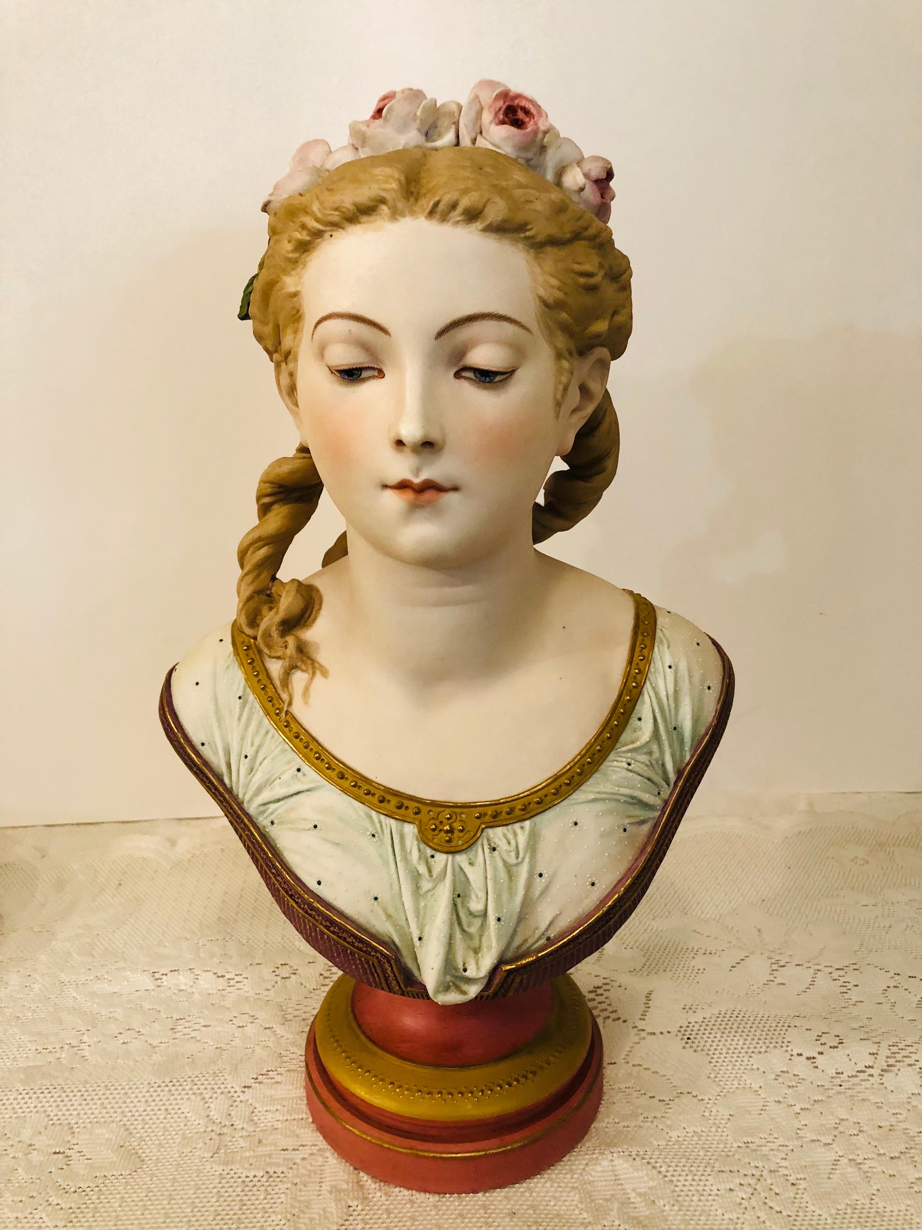 Bisque Bust of Lovely Lady Signed A. Carrier Belleuse on Marble Base Dated 1865 7