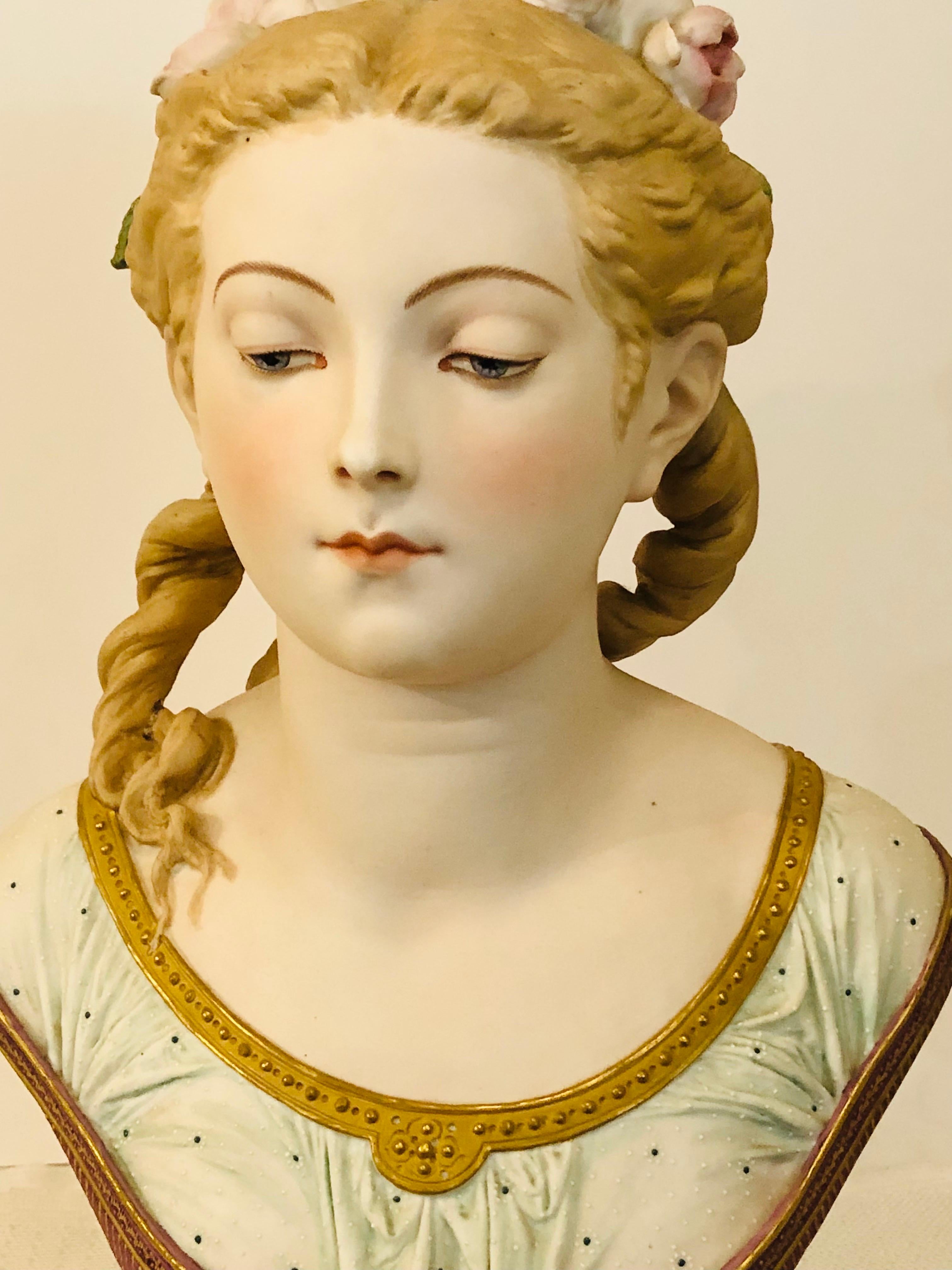 Bisque Bust of Lovely Lady Signed A. Carrier Belleuse on Marble Base Dated 1865 12