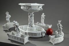 Bisque Centerpiece Basket and Four Jardinieres by Volkstedt-Rudolstadt, Germany