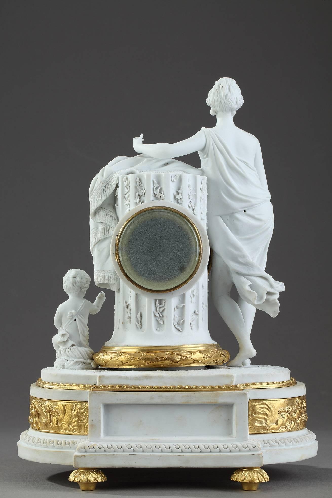 Bisque Clock in Louis XVI Style Signed Huppe and Lefauche Paris 1