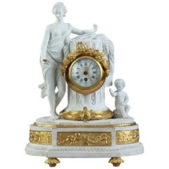 Bisque Clock in Louis XVI Style Signed Huppe and Lefauche Paris