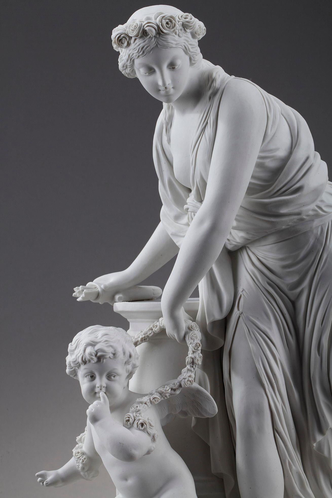 Porcelaine Bisque « Cupid Disarmed by a Vestal » d'après Louis-Simon Boizot en vente