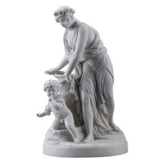 Bisque "Cupid Disarmed by a Vestal " After Louis-Simon Boizot