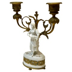 Bisque Figure French Double Arm Candlestick