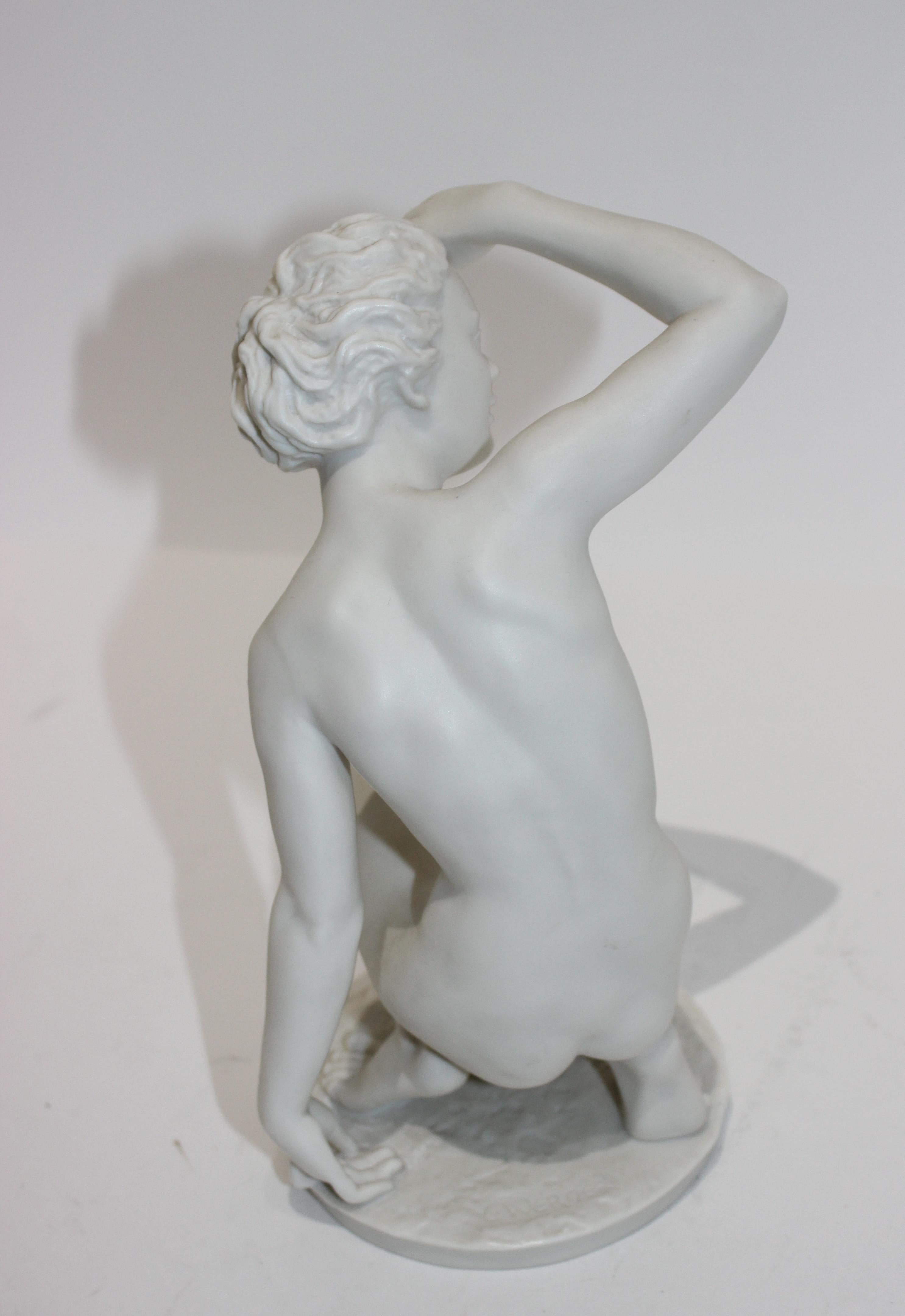 Bisque Figure of a Female Nude by Lorenz Hutschenreutner In Good Condition For Sale In West Palm Beach, FL