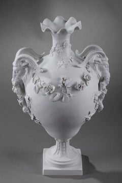 Bisque Goat's Head Vase, 19th Century Period