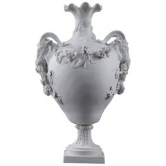 Bisque Goat's Head Vase, 19th Century Period