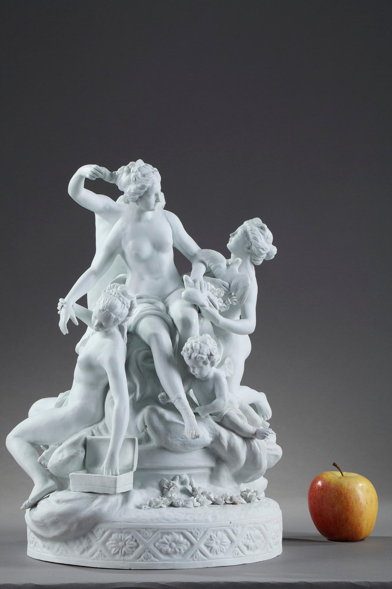A group in Samson bisque after a model of Sevres representing the toilet of Venus (