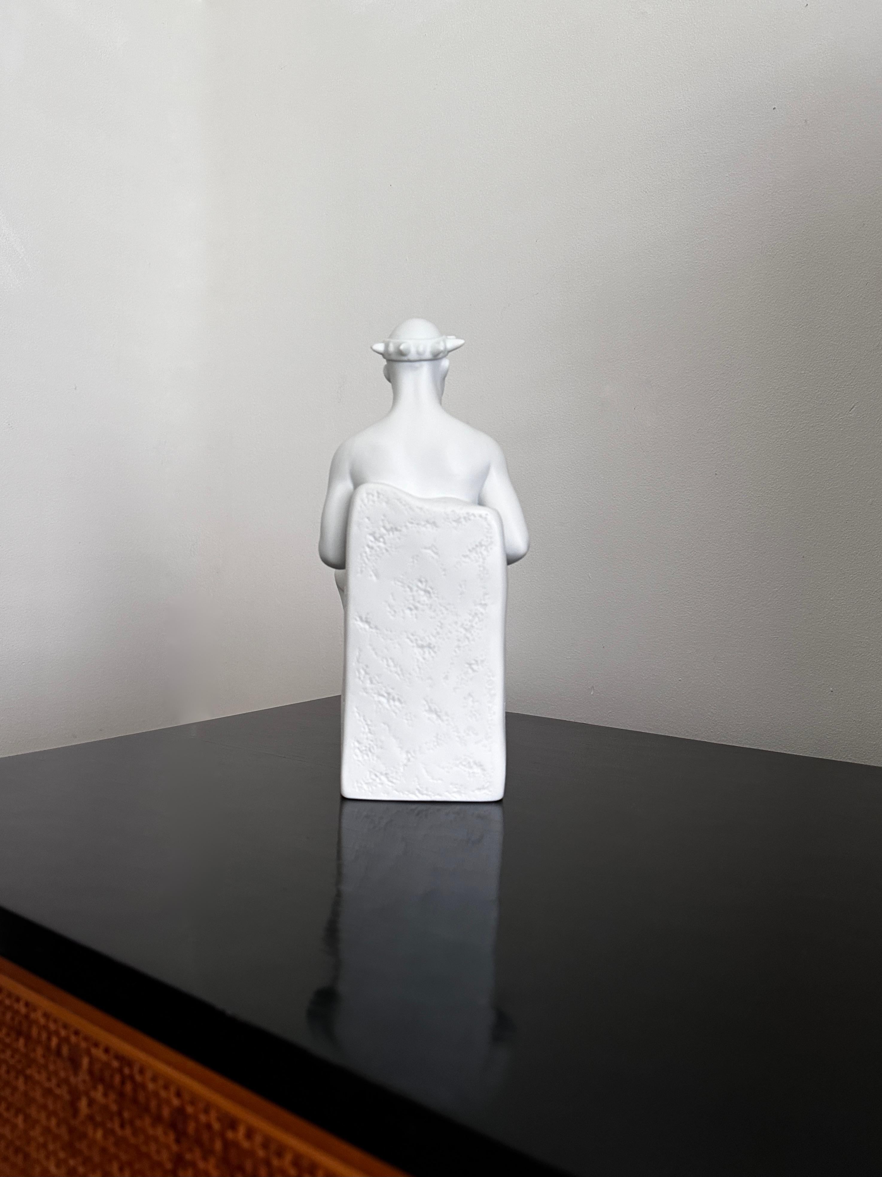 Hand-Crafted Bisque Leo Statute By Pia Langelund For Royal Copenhagen For Sale