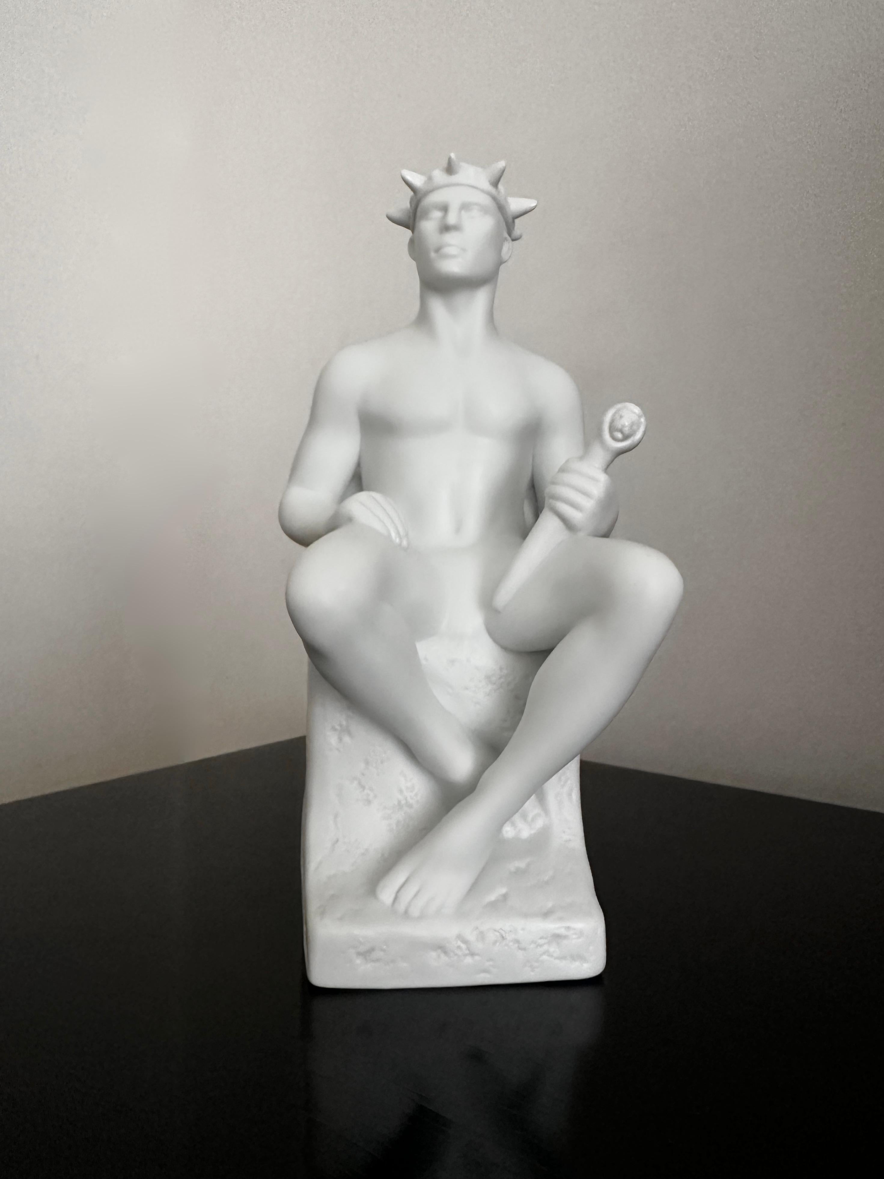 Late 20th Century Bisque Leo Statute By Pia Langelund For Royal Copenhagen For Sale