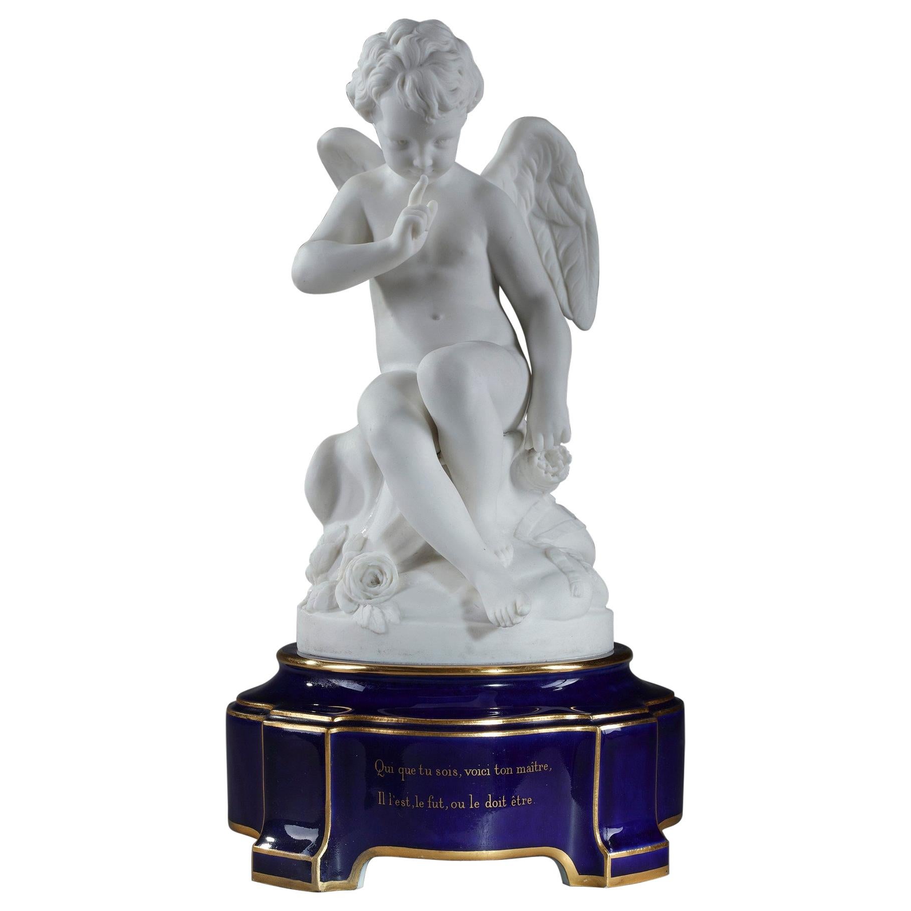 Bisque, Menacing Cupid after Falconet by Sevres