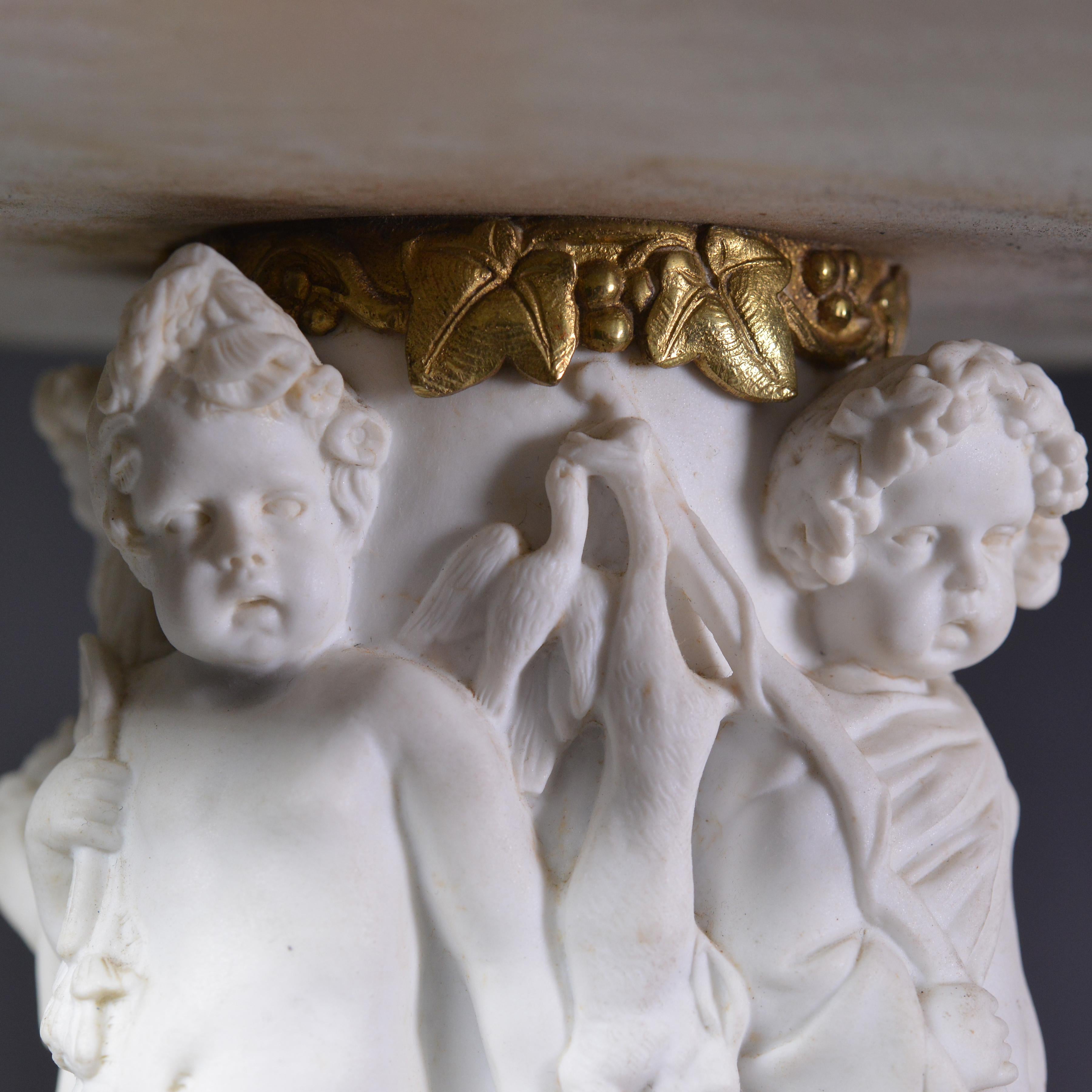 Vase en porcelaine biscuit et bronze doré 19ème siècle Allégorie Putti des 4 saisons en vente 2