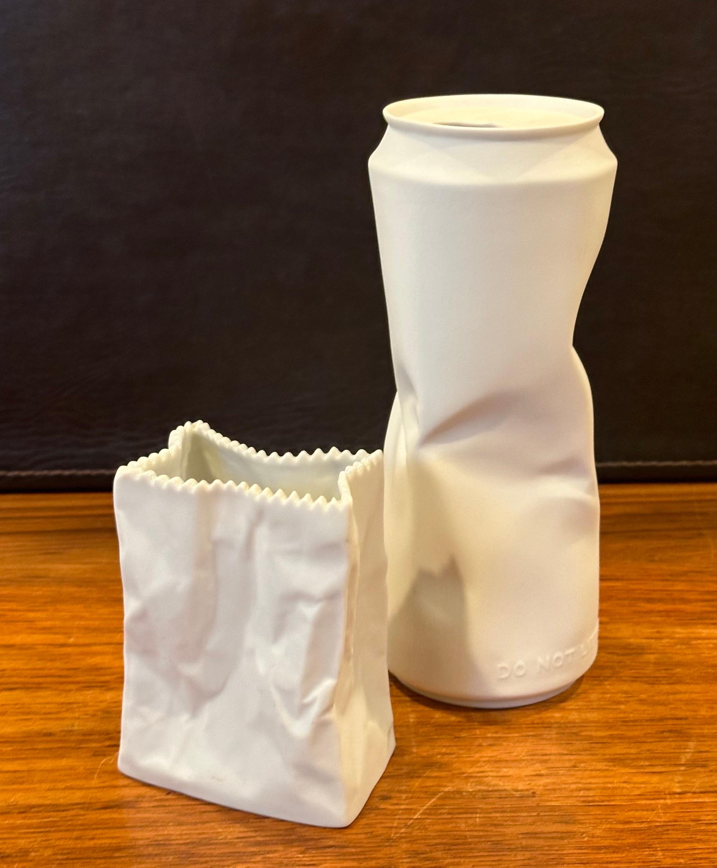 20th Century Bisque Porcelain Can & Paper Bag Vases by Rosenthal Studio-Line 