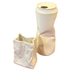 Biskuit-Porzellan Can & Papiertaschenvasen von Rosenthal Studio-Line „Do Not Litter“