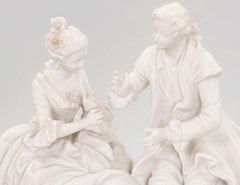 Bisque Porcelain Couple in Conversation, French, 19th Century
