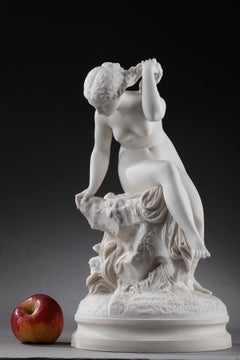 Bisque Porcelain Figurine: Seated Bather, in Sevres Taste