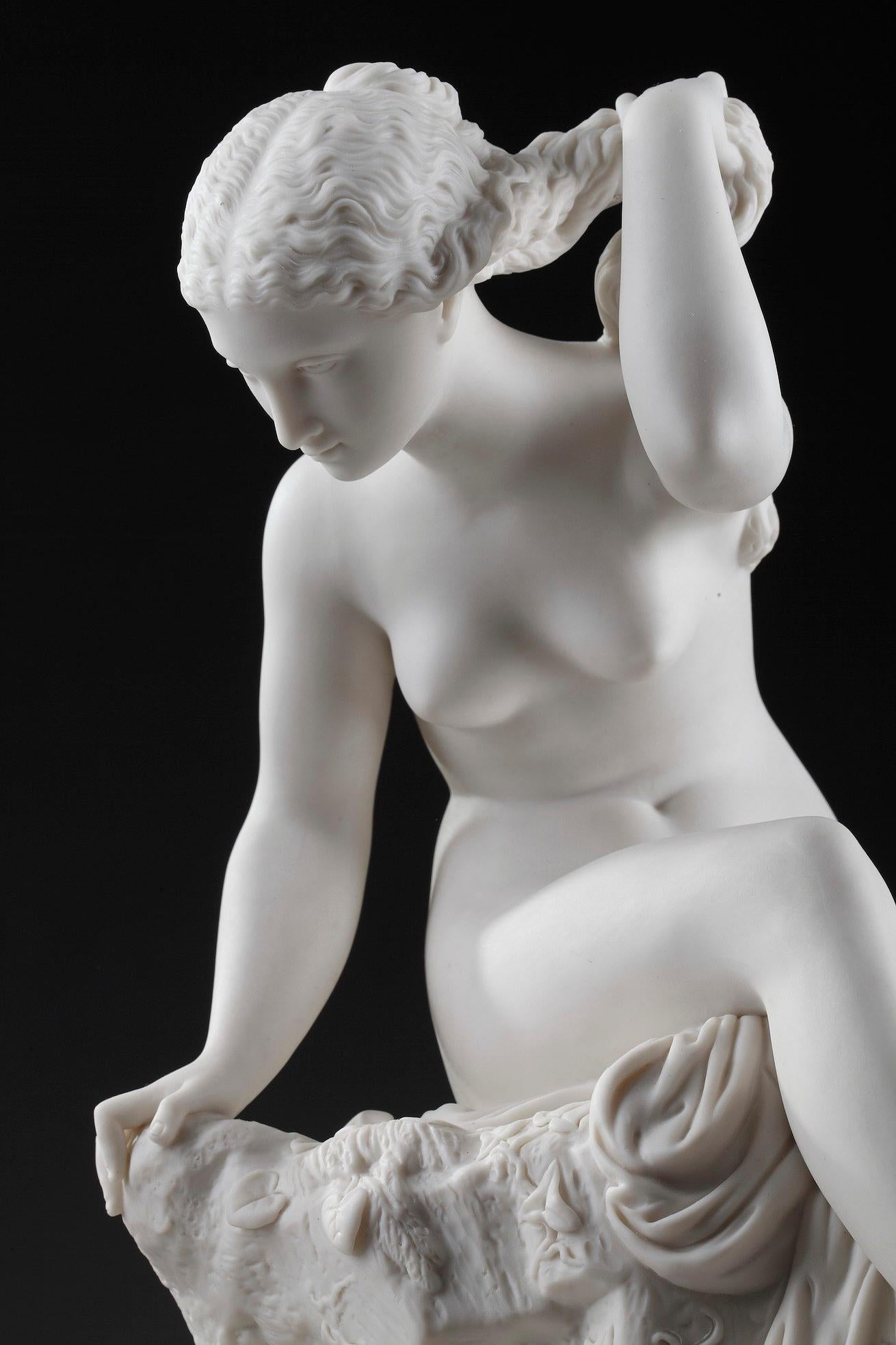 Bisque Porcelain Figurine: Seated Bather, in Sevres Taste 1