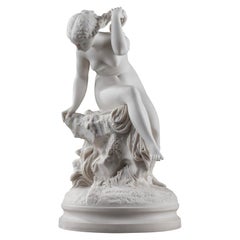 Bisque Porcelain Figurine: Seated Bather, in Sevres Taste