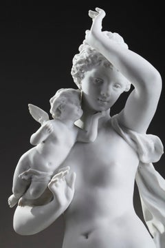 Bisque Porcelain Figurine: Venus with Cupids by Ernest Rancoulet