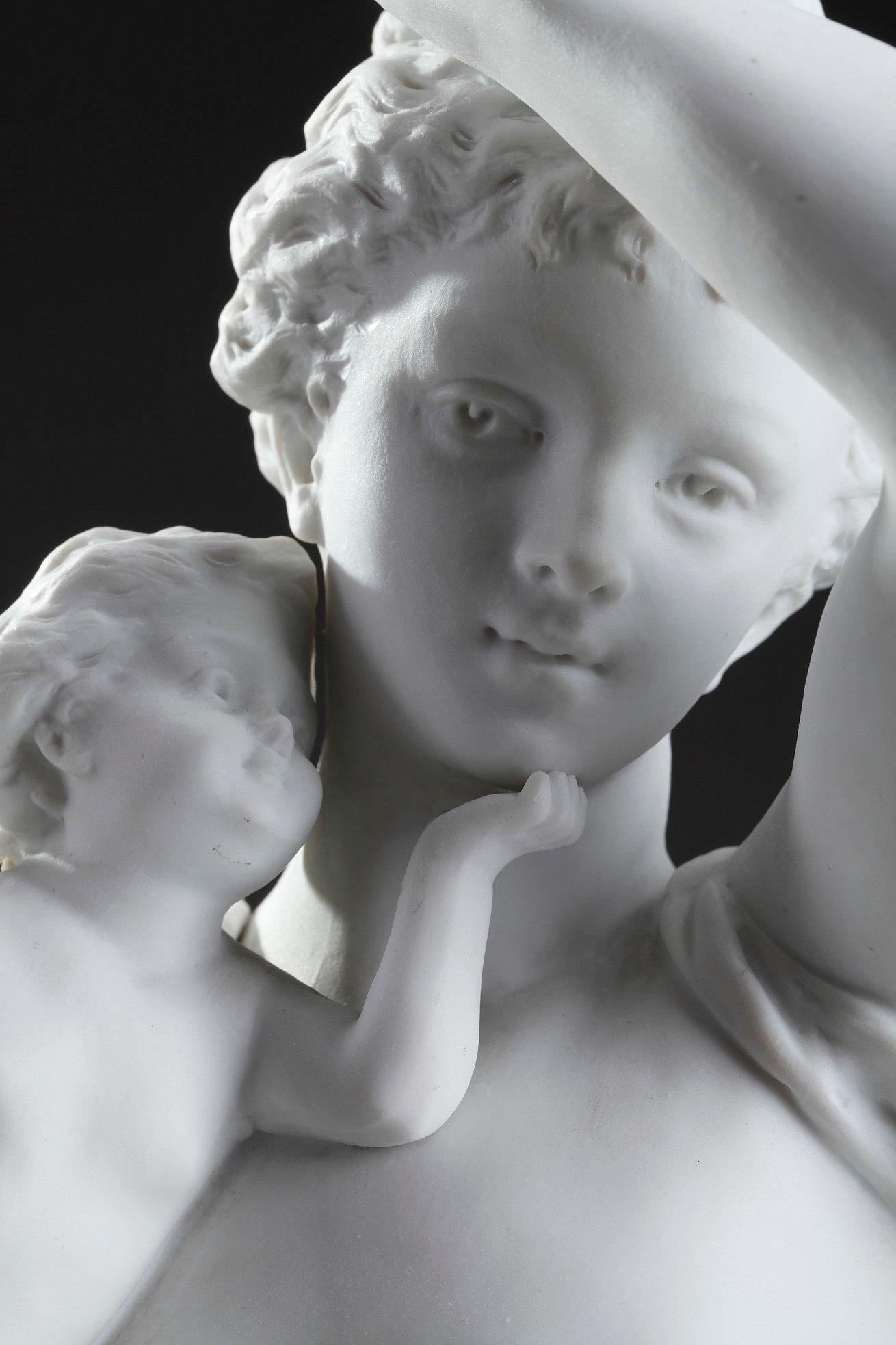 Neoclassical Bisque Porcelain Figurine: Venus with Cupids by Ernest Rancoulet