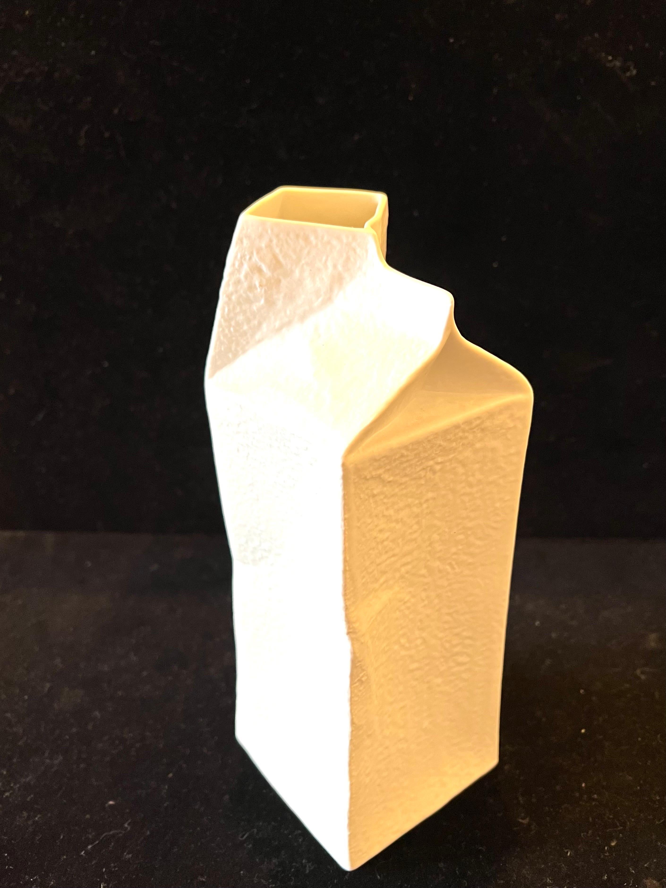 ceramic milk carton vase
