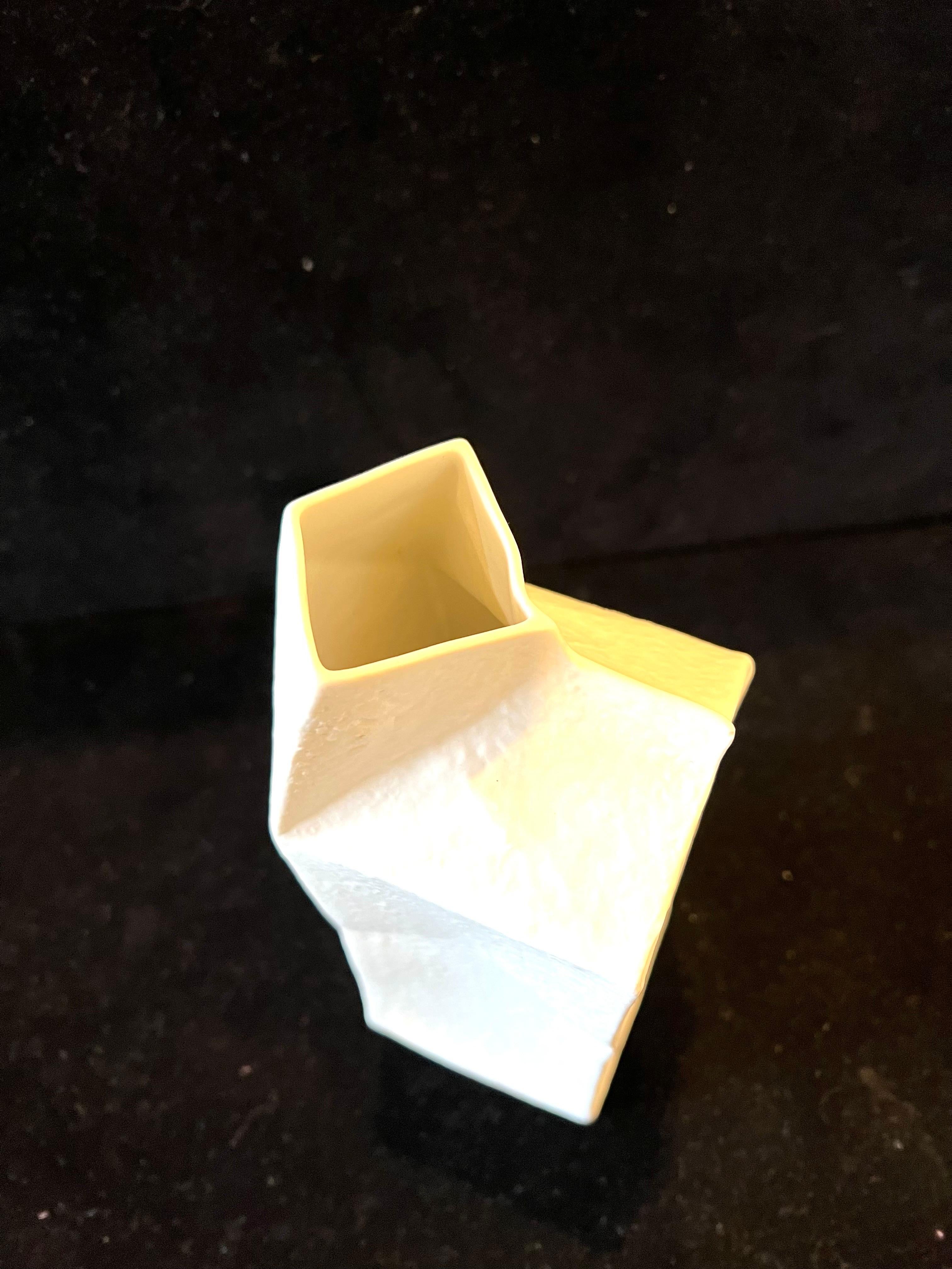Mid-Century Modern Bisque Porcelain Milk Carton Vase Rosenthal Studio-Line ´Do Not Litter´