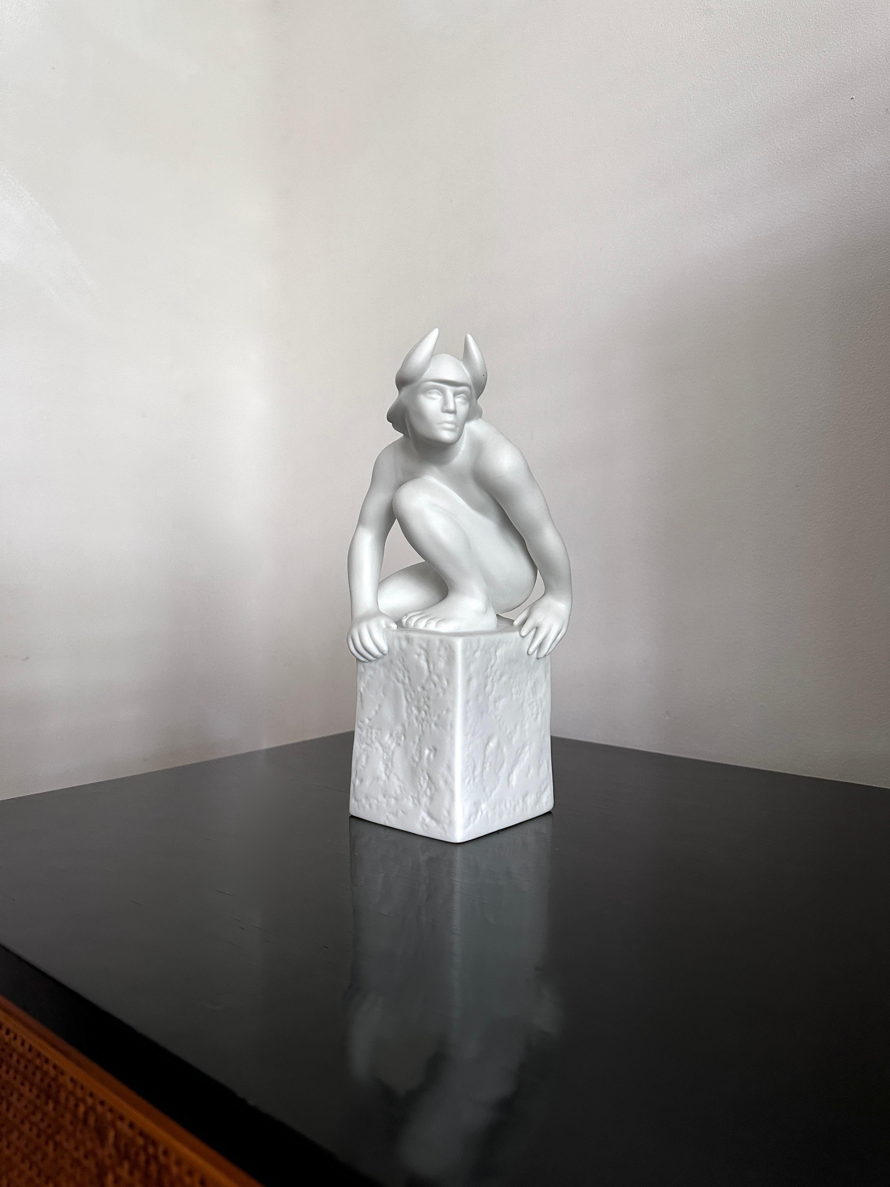 Classical Greek Bisque Scorpio Statute By Pia Langelund For Royal Copenhagen For Sale