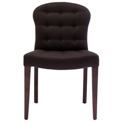 Bisquit Tufted Dining Side Chair with Wood Legs and Balloon Shaped Back