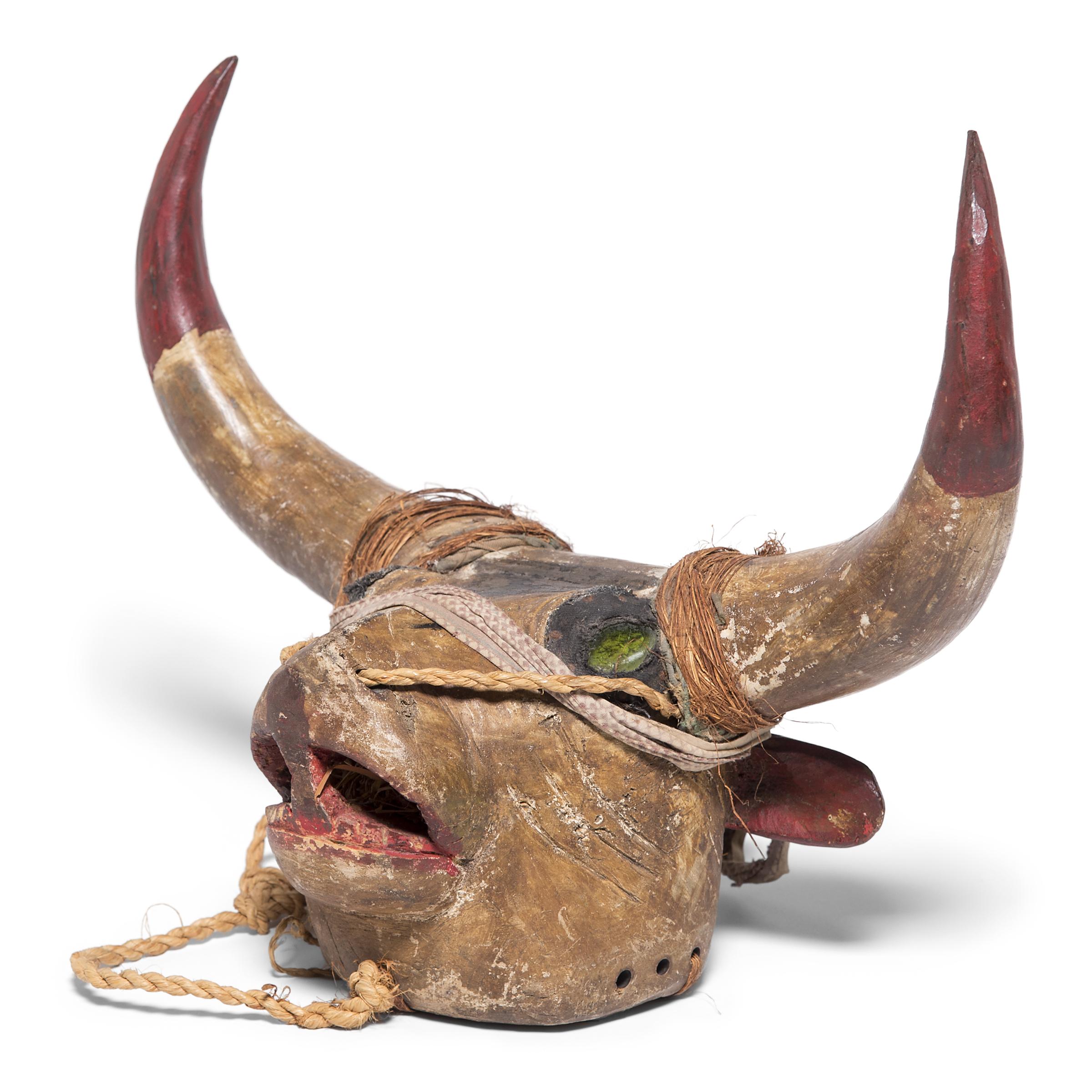 After oxen were introduced to Guinea Bissau by Portuguese sailors in the 15th century, its strength, aggression, and nobility quickly became integrated into their initiation rituals. The organic curves and expressive features of this mask helped
