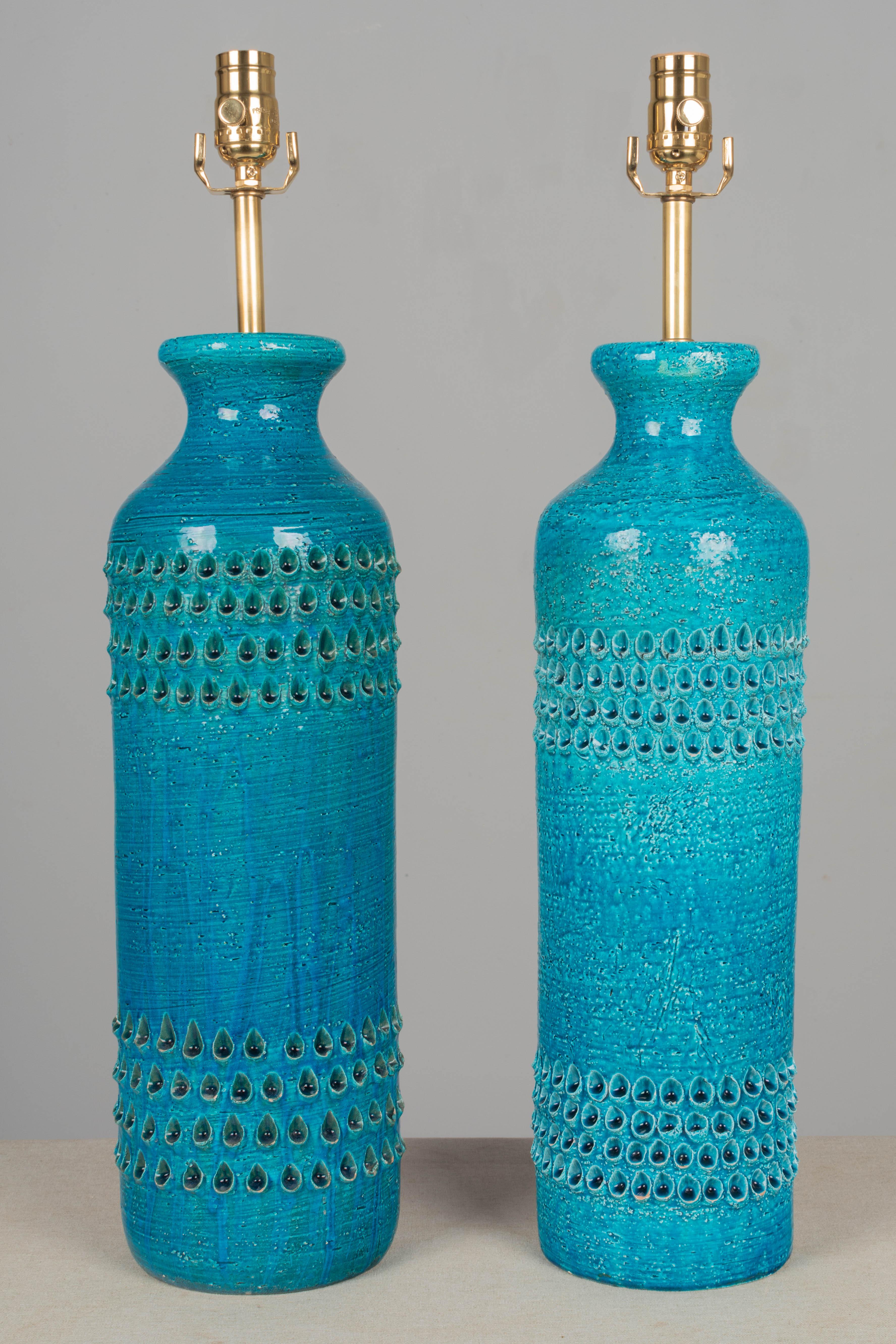 Glazed Bistossi Aldo Londi Pottery Lamps, Pair
